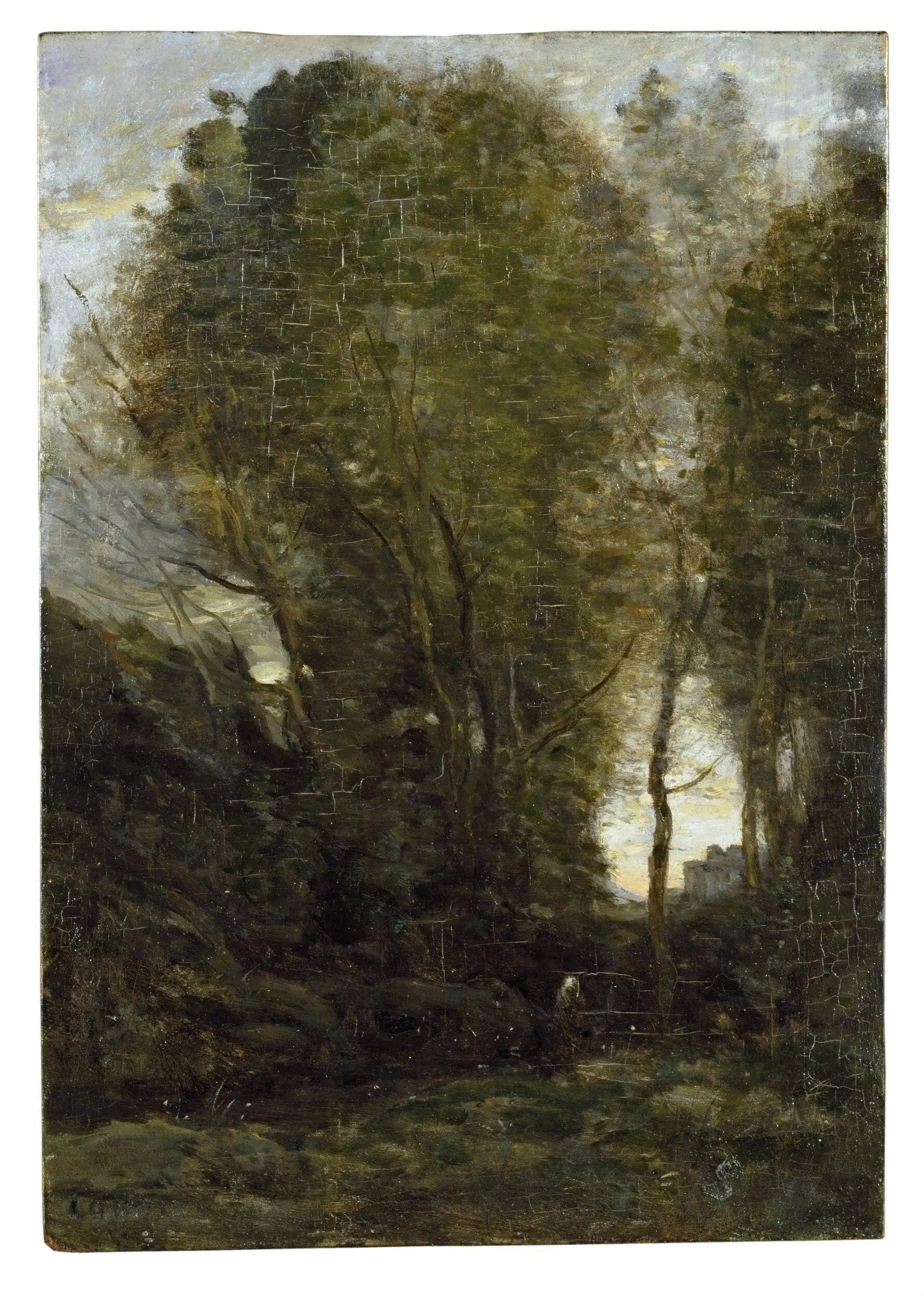 Twilight: Landscape with Large Trees and a Female Figure - Jean