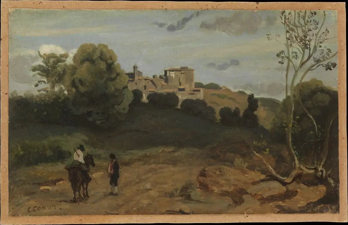 View of Genzano with a Rider and a Peasant - Jean