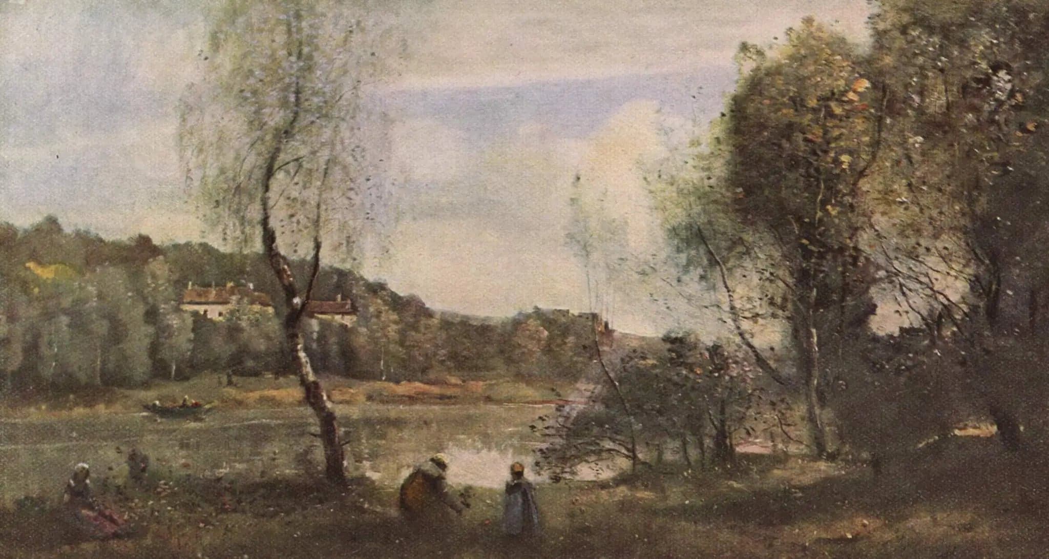 Ville d'Avray, the pond with the birch tree in front of the villas - Jean