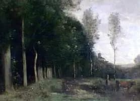 Wooded landscape view of a village - Jean