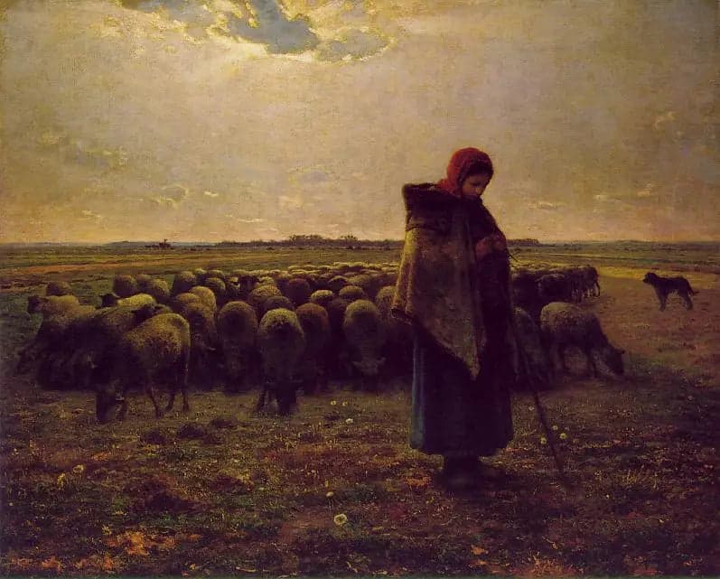 Bergère with her flock - Jean