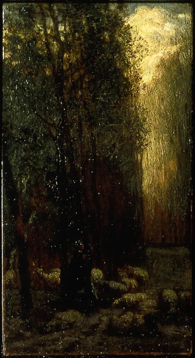 Forest with shepherdess and sheep - Jean