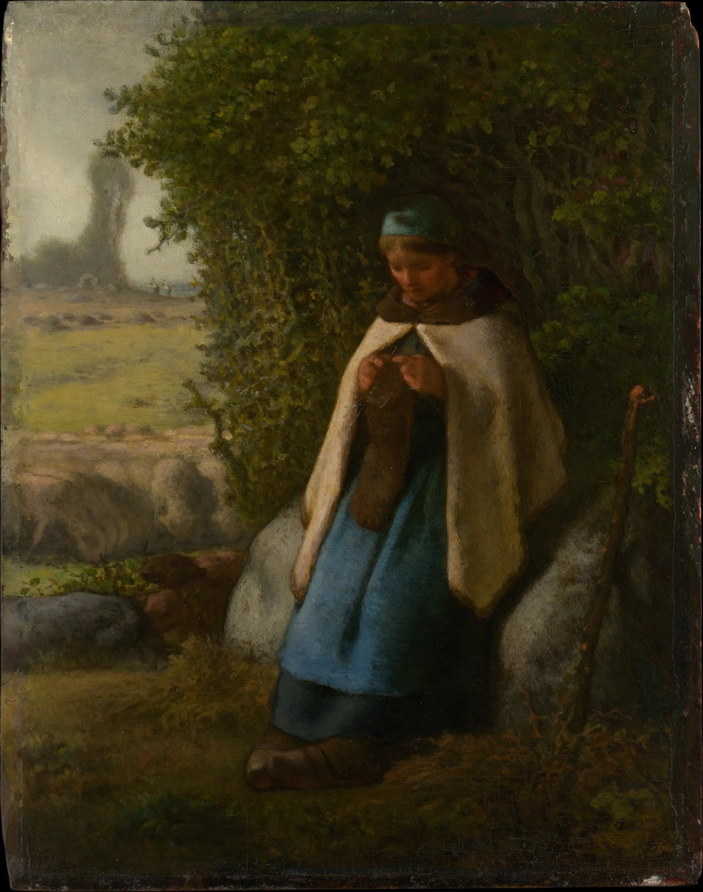 Seated Shepherdess on a Rock - Jean