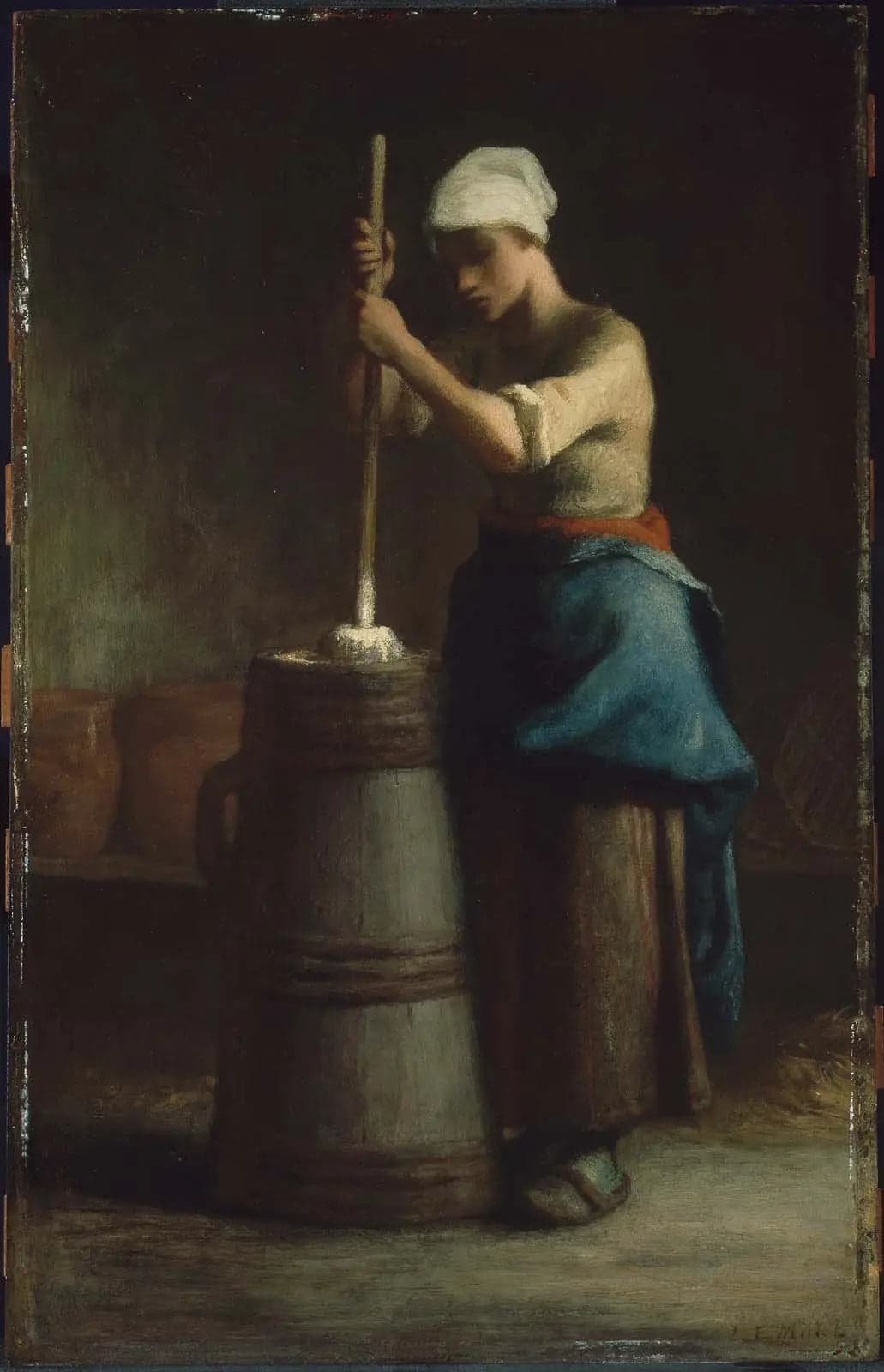 Young woman churning butter - Jean