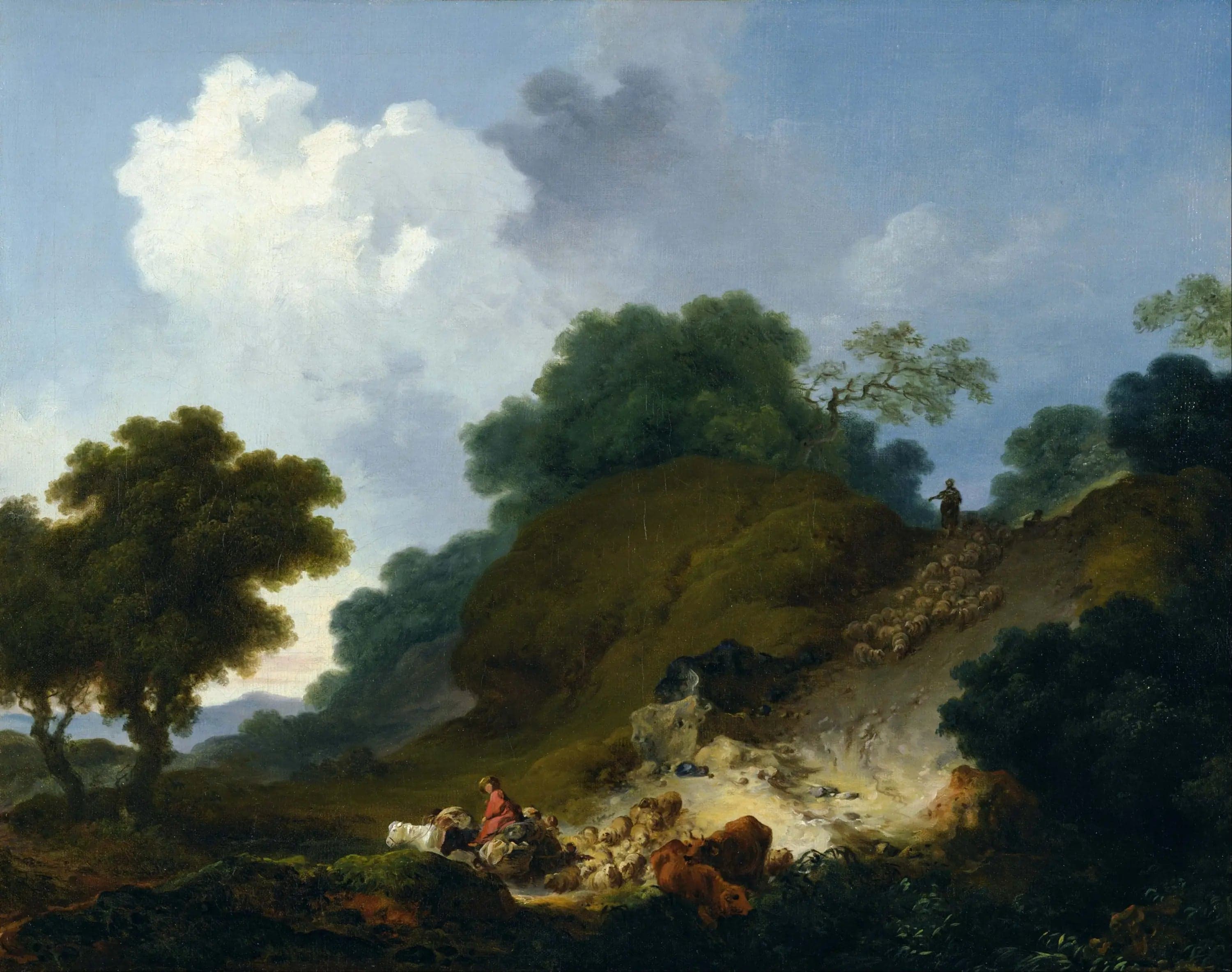 Landscape with Shepherds and Sheep Herd - Jean