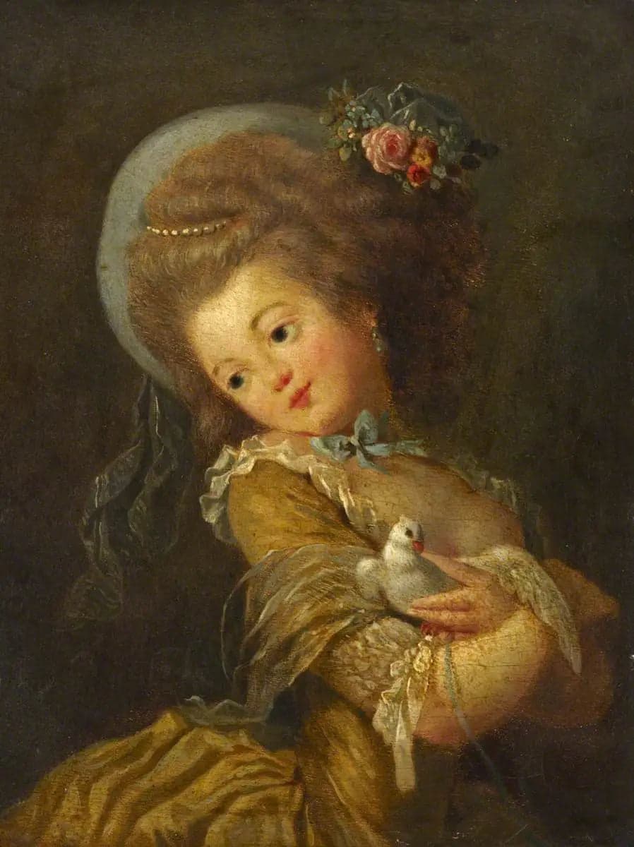 Portrait of a Young Girl Holding a Dove - Jean