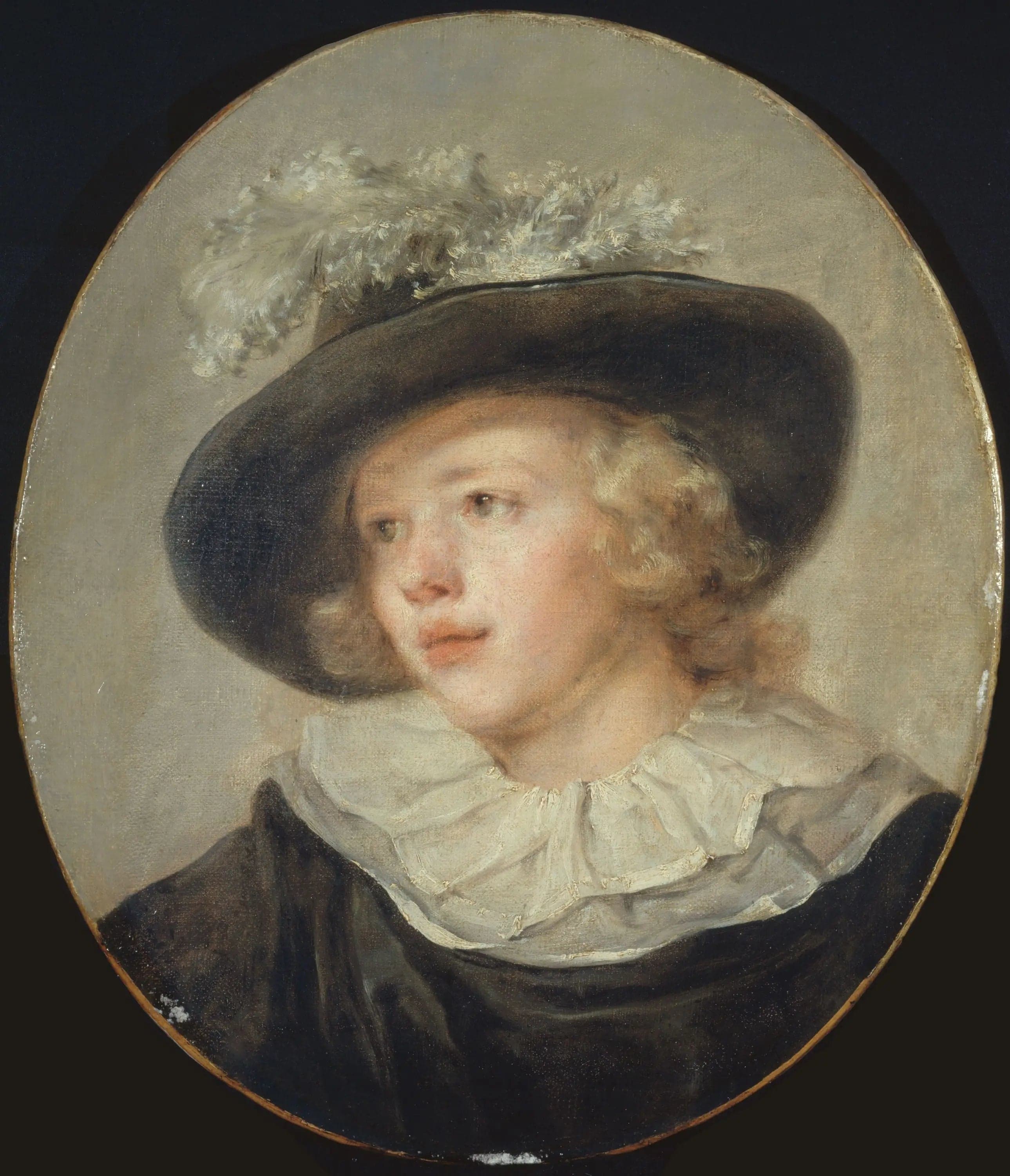 Portrait of a young boy with a feathered hat - Jean