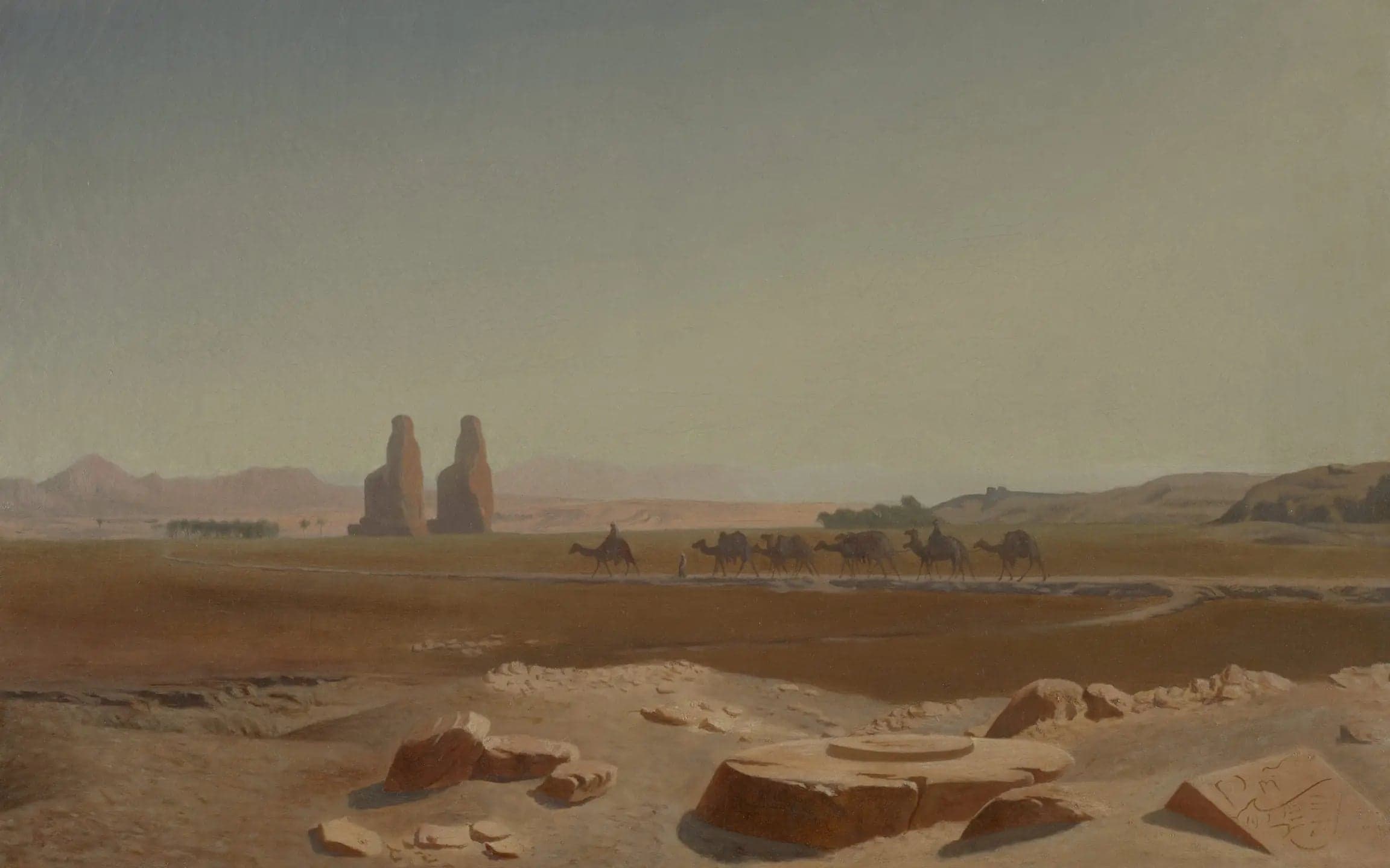 Caravan passing near the Colossi of Memnon. Thebes - Jean