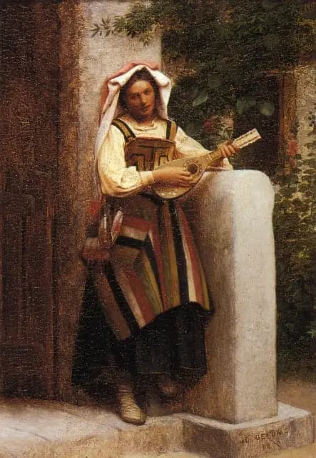 Italian Woman Playing the Mandolin - Jean