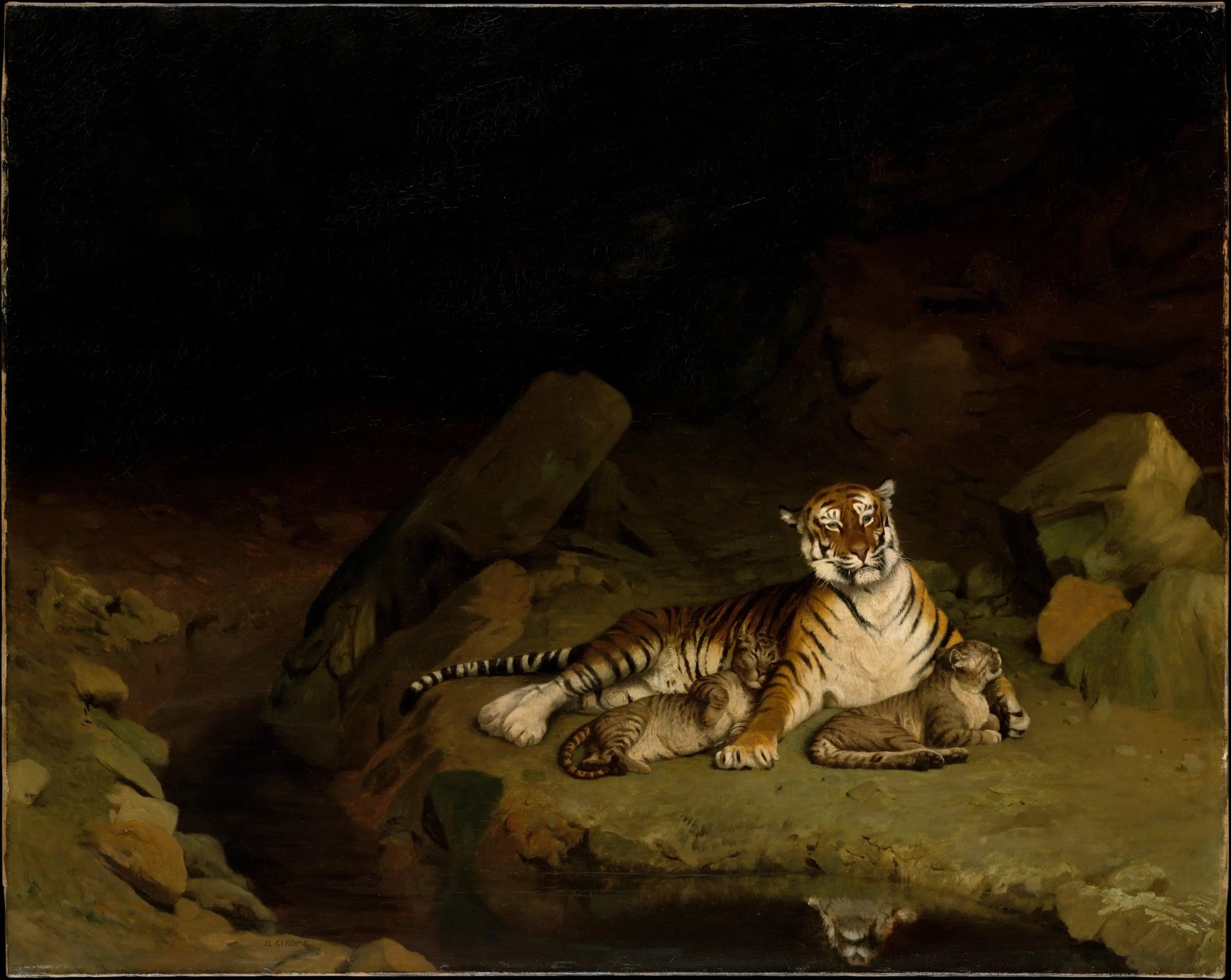 Tiger and its cubs - Jean