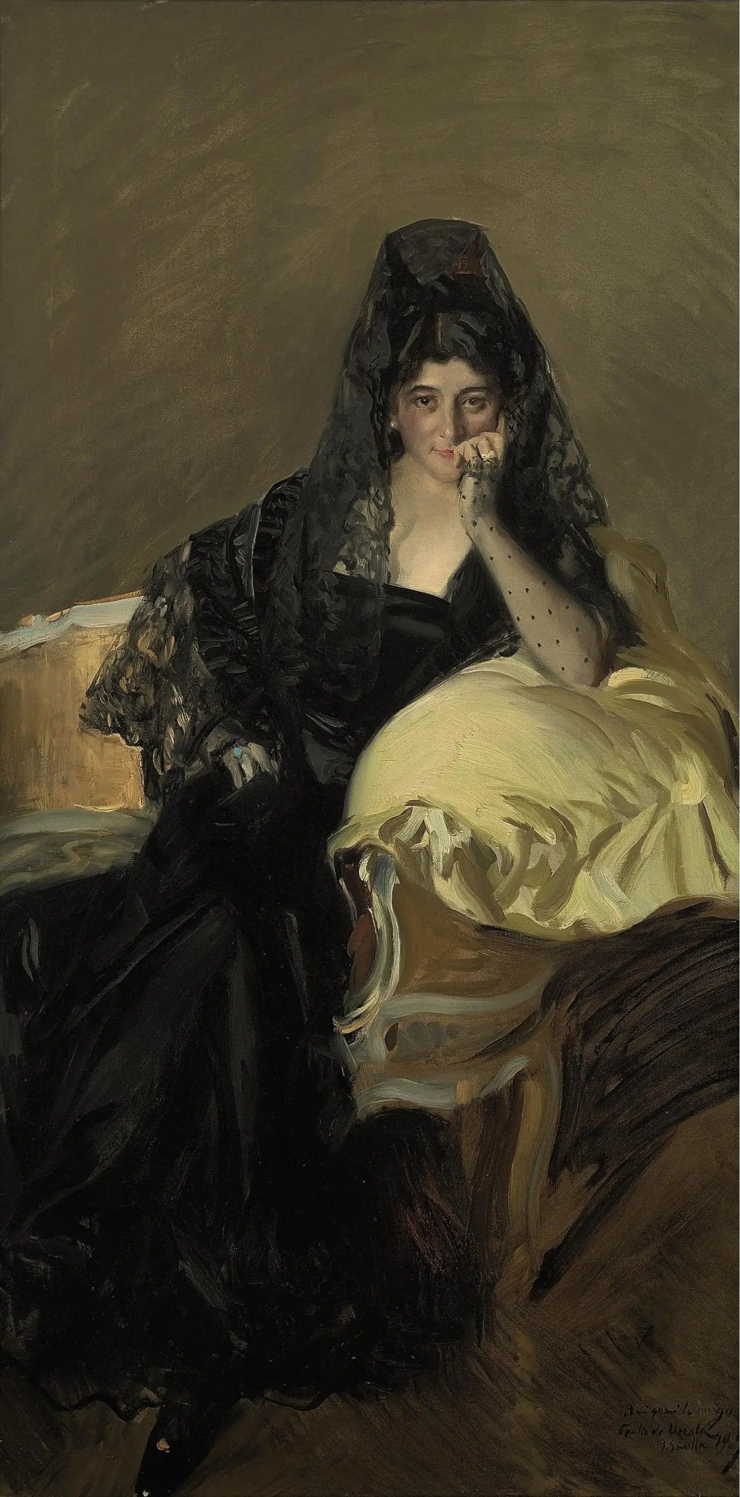 Portrait of Señora de Urcola wearing a black mantilla