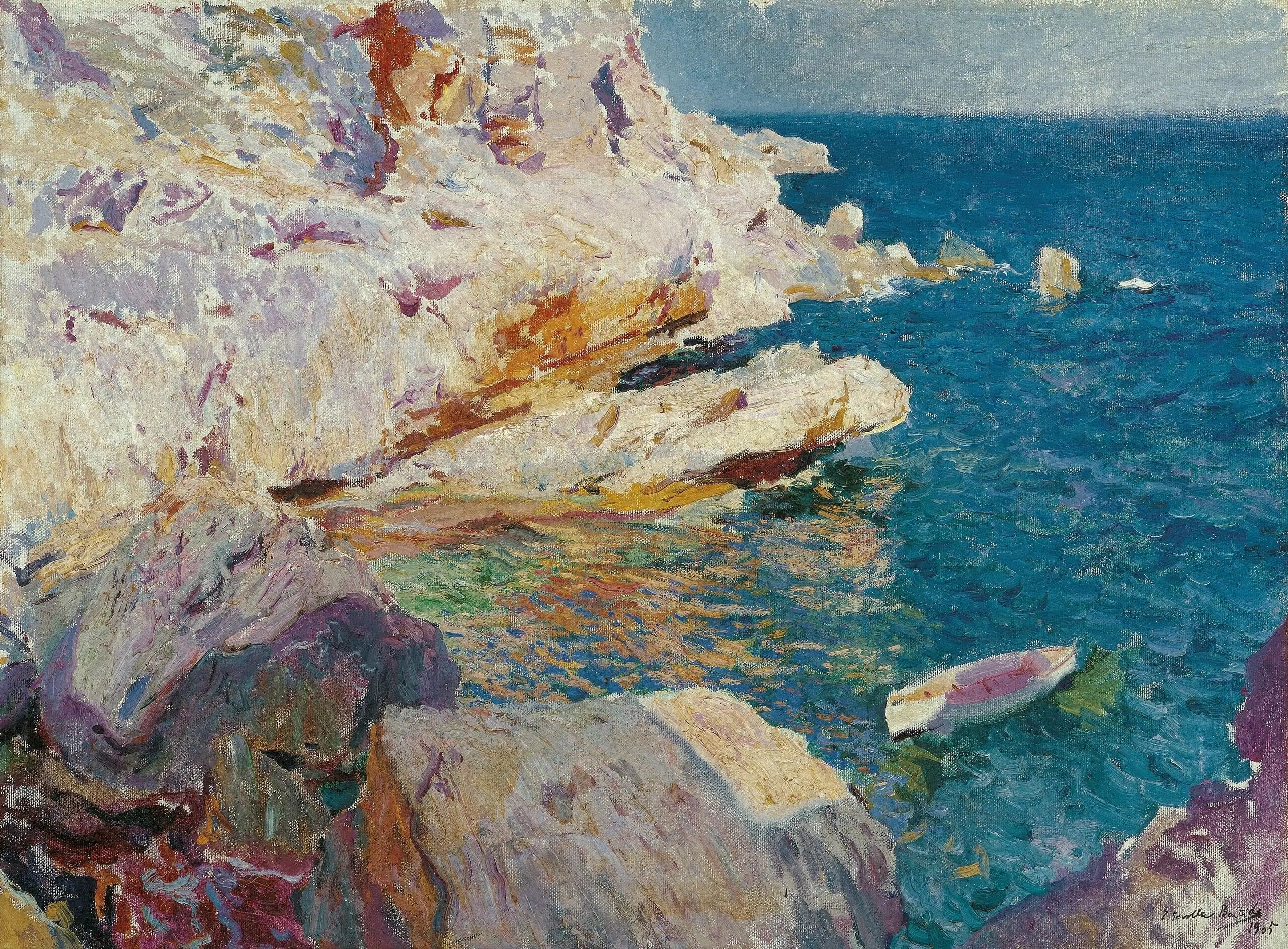The rocks of Jávea and the white boat
