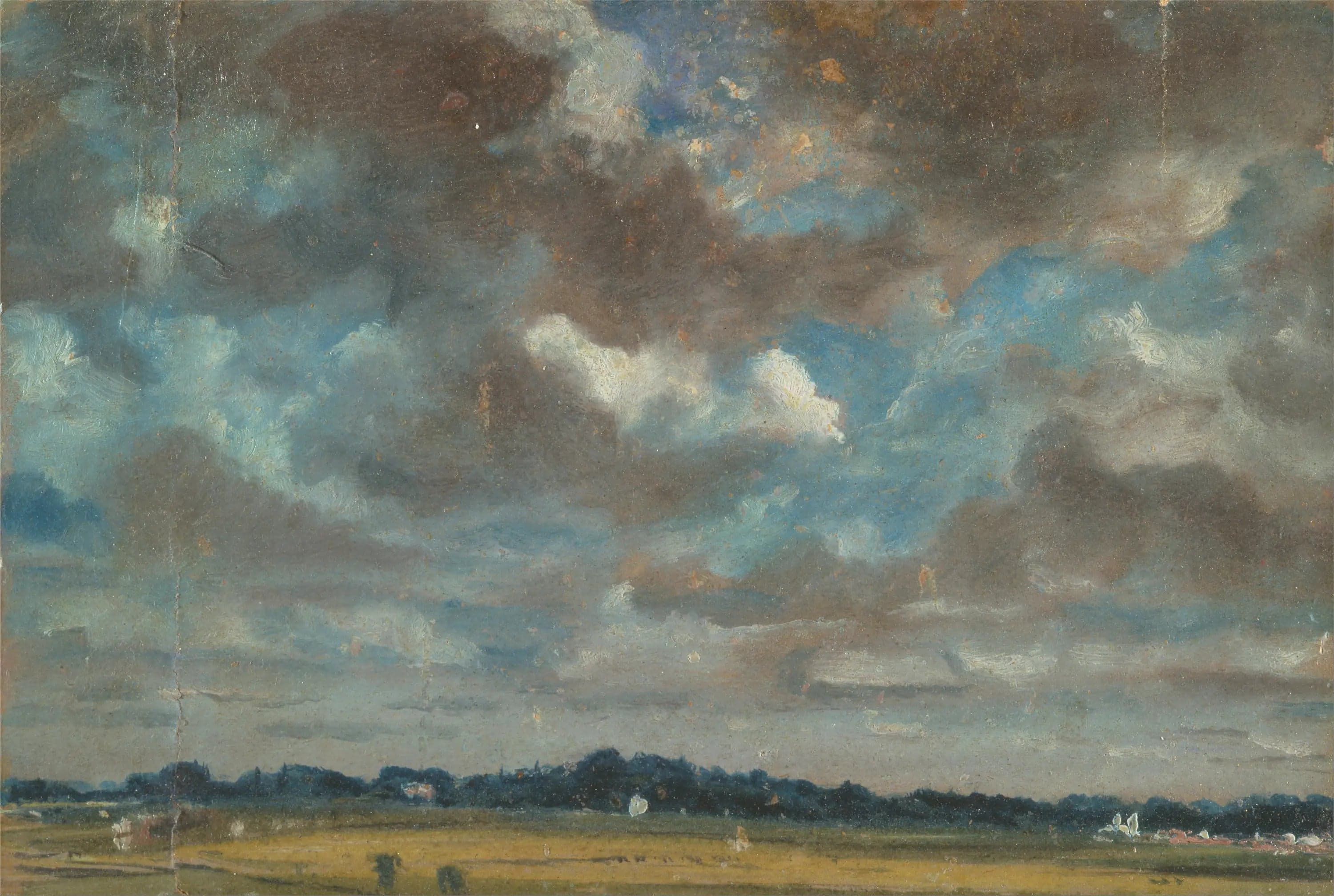 Extended landscape with gray clouds