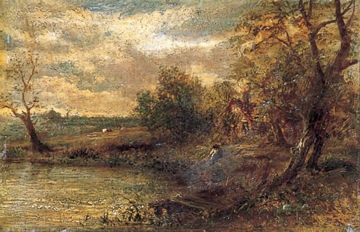Landscape with a man fishing