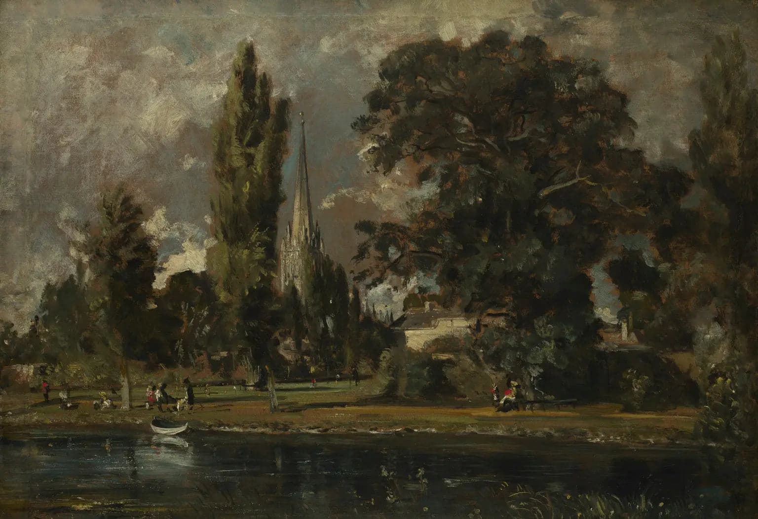 Salisbury Cathedral and Leadenhall from the Avon River