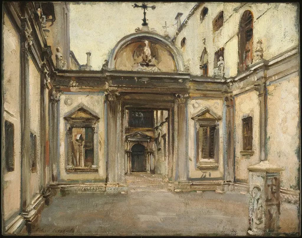 Courtyard of the Scuola Grande di San Giovanni Evangelista, Venice, Italy.