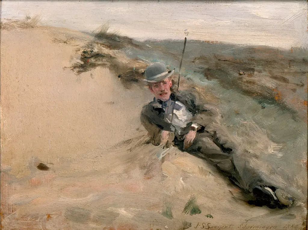 Portrait of Ralph Curtis on the beach of Scheveningen