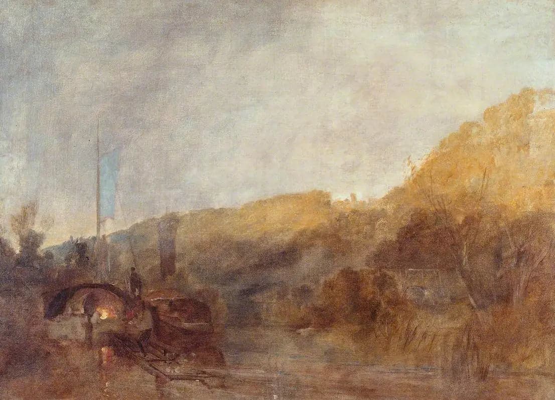 Barge on the River, Sunset