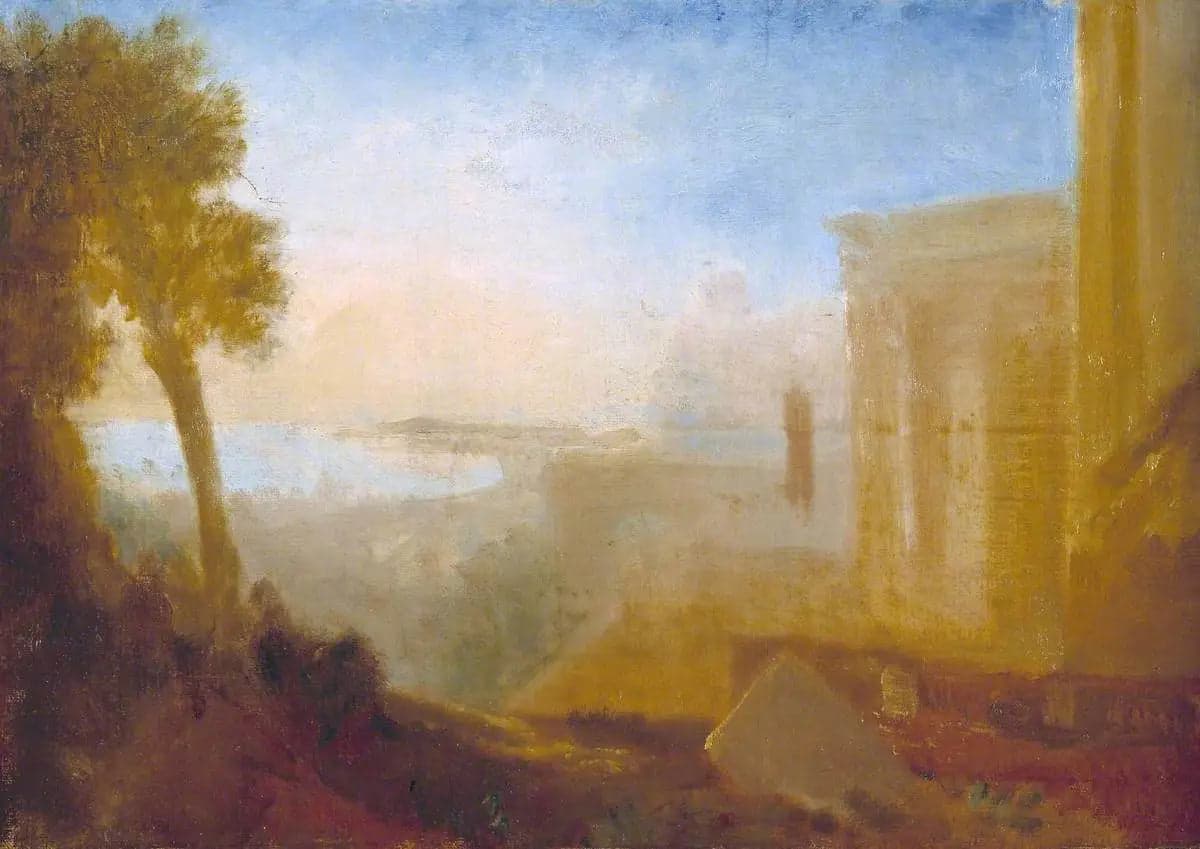 Overlooking the Coast, with Classical Building
