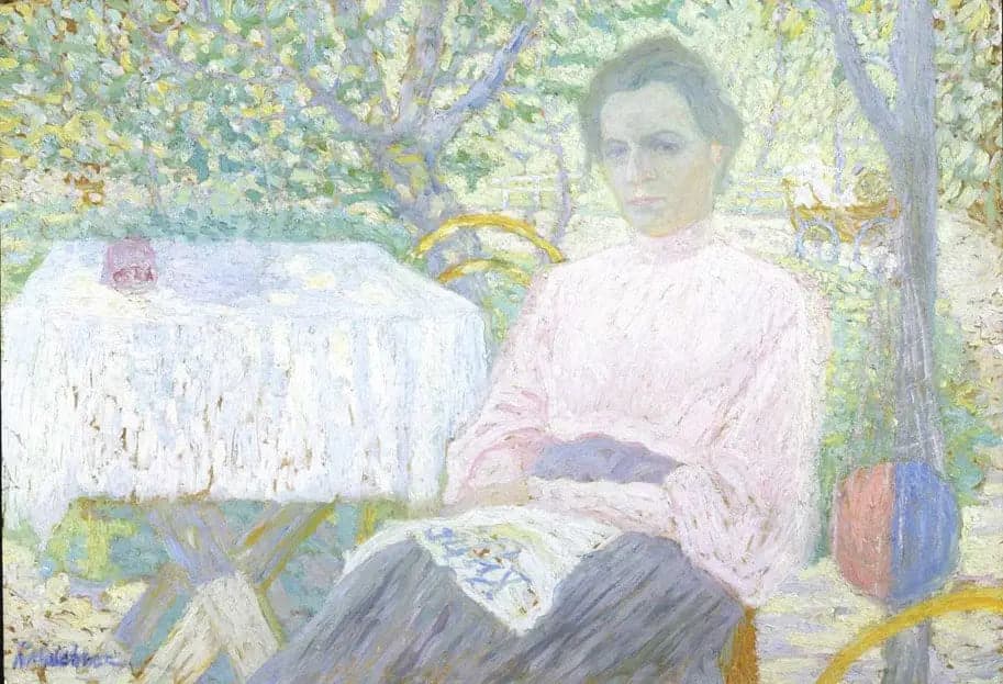 Woman reading a newspaper