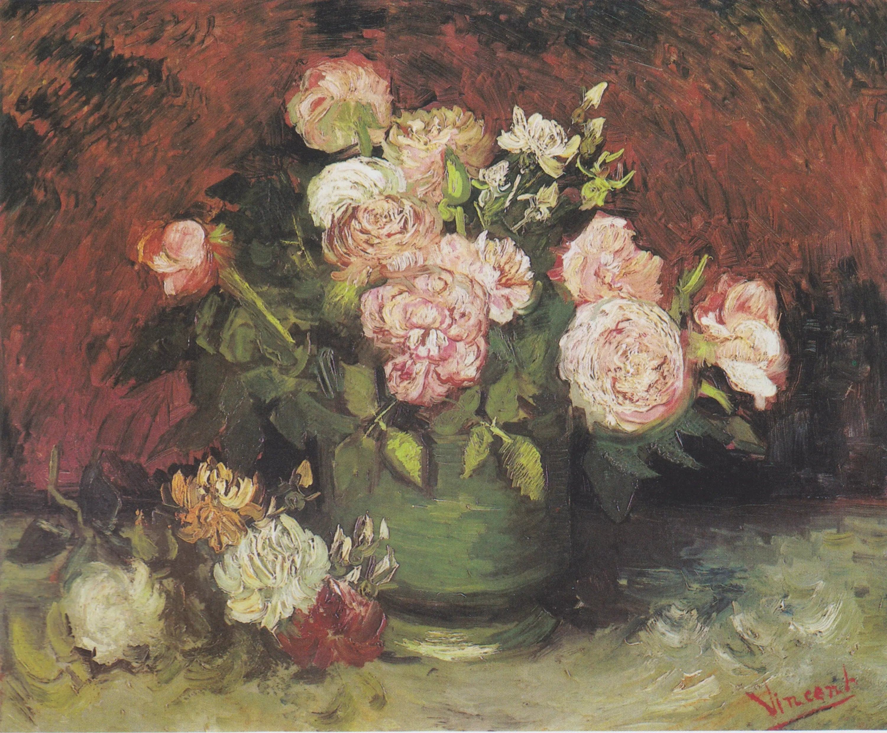 Bowl with Peonies and Roses