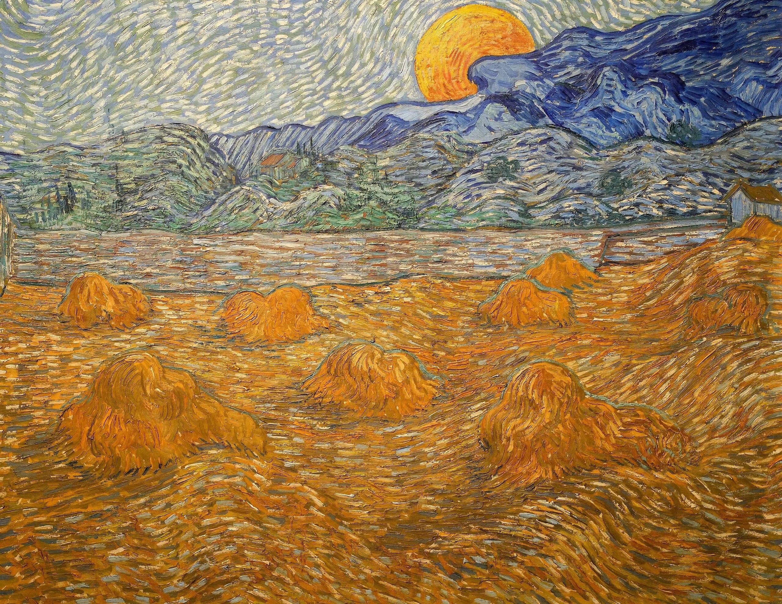 Landscape with Wheat Sheaves and Rising Moon