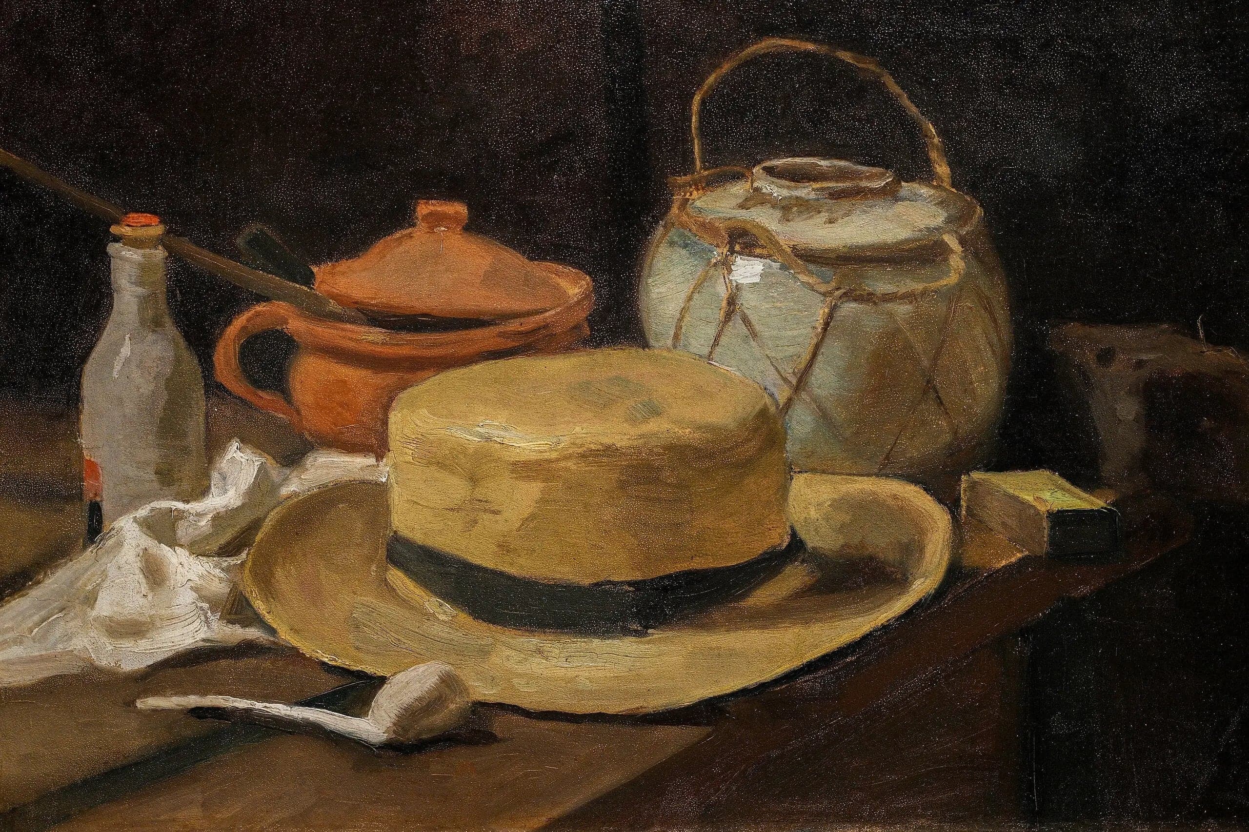 still life with straw hat