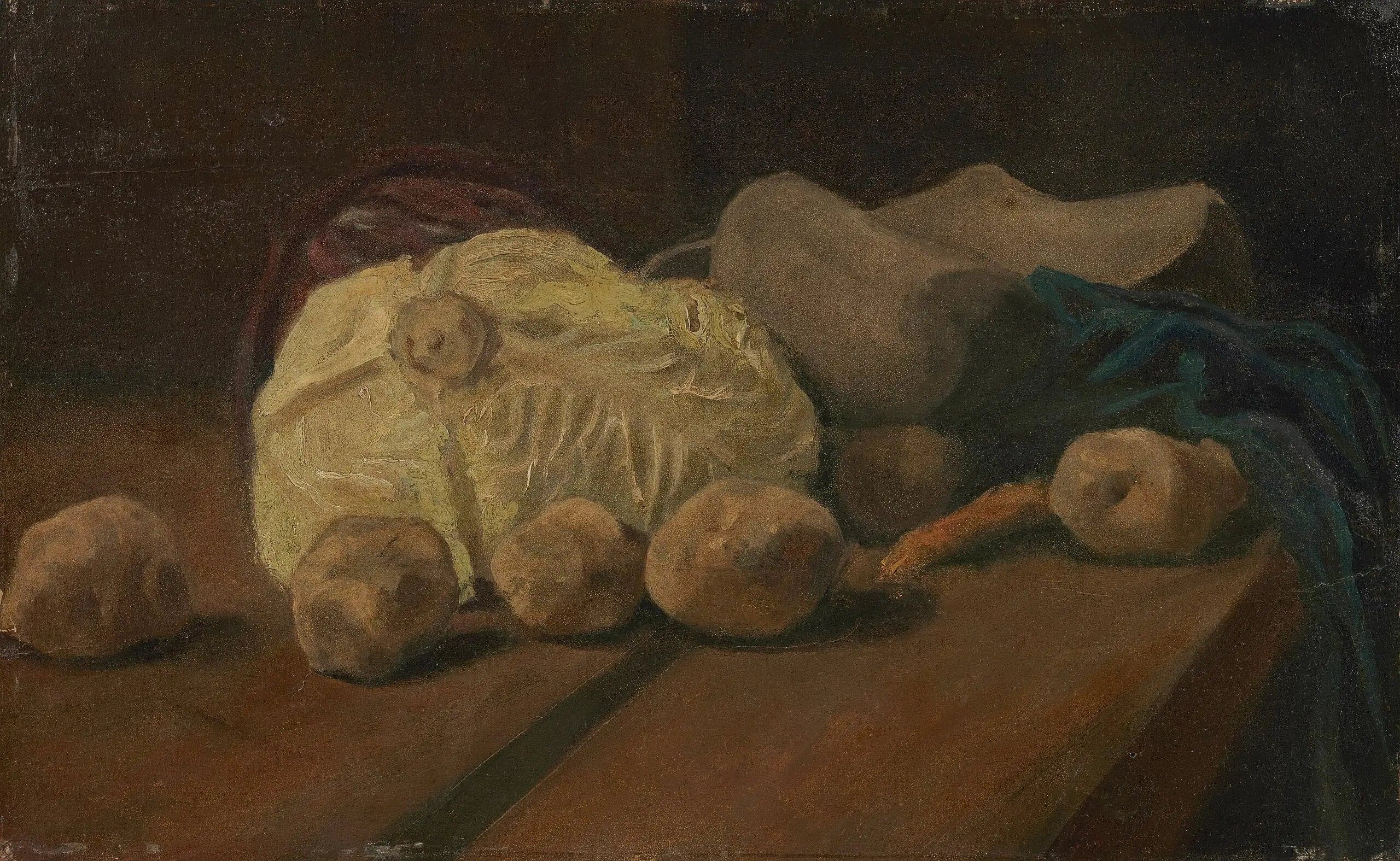 Still life with cabbage and clogs