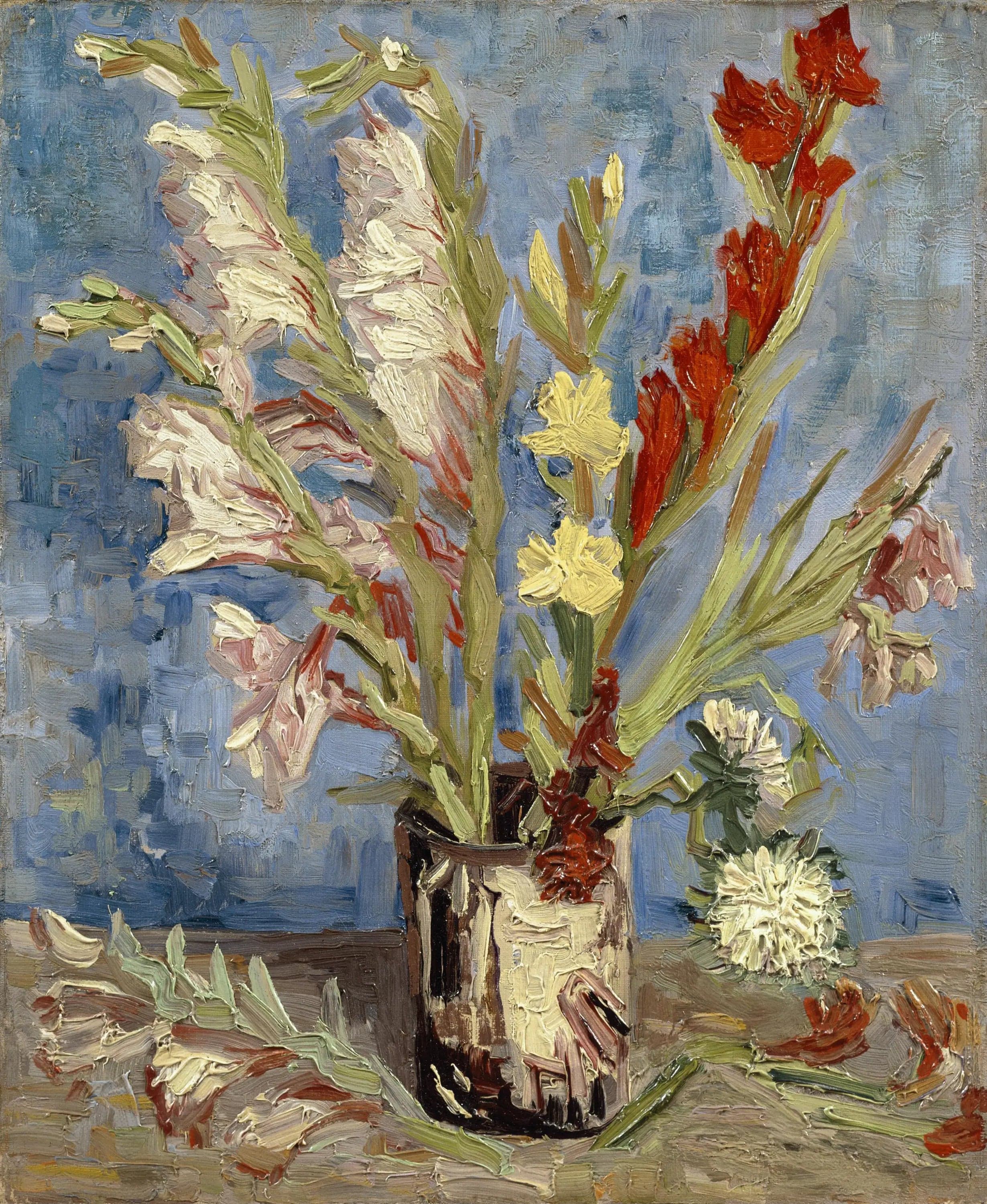 Vase with Gladioli and Chinese Asters