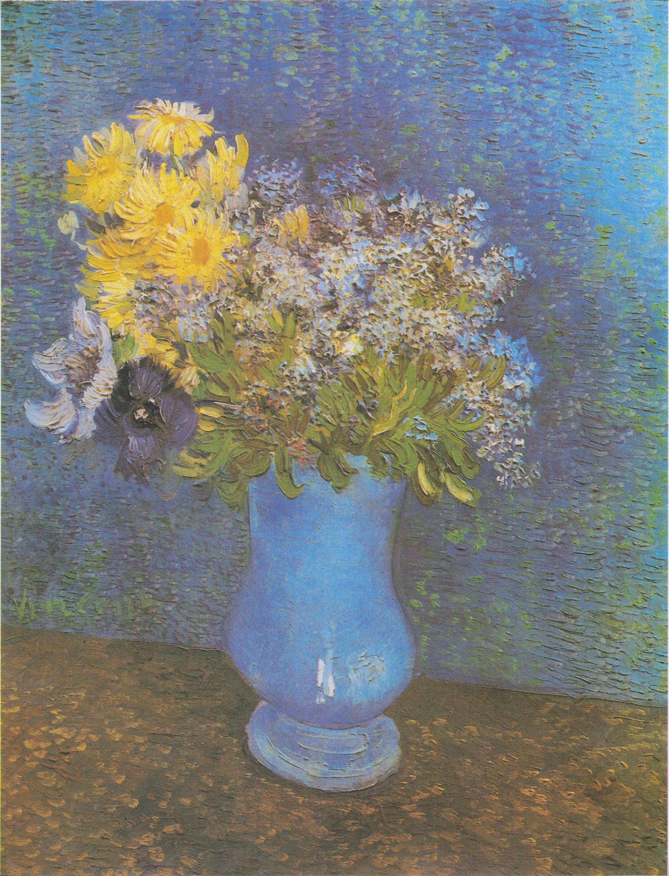 Bouquet of flowers in a blue vase