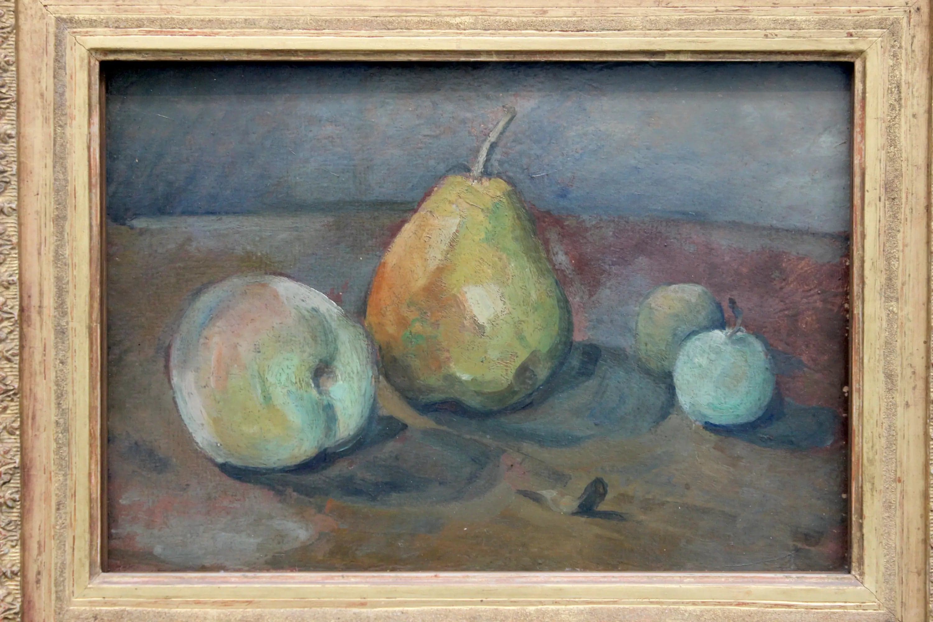 Still life, pears and green apples