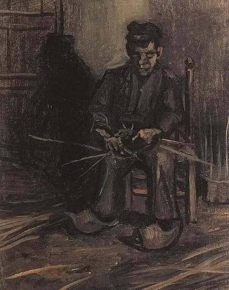 Peasant Making a Basket