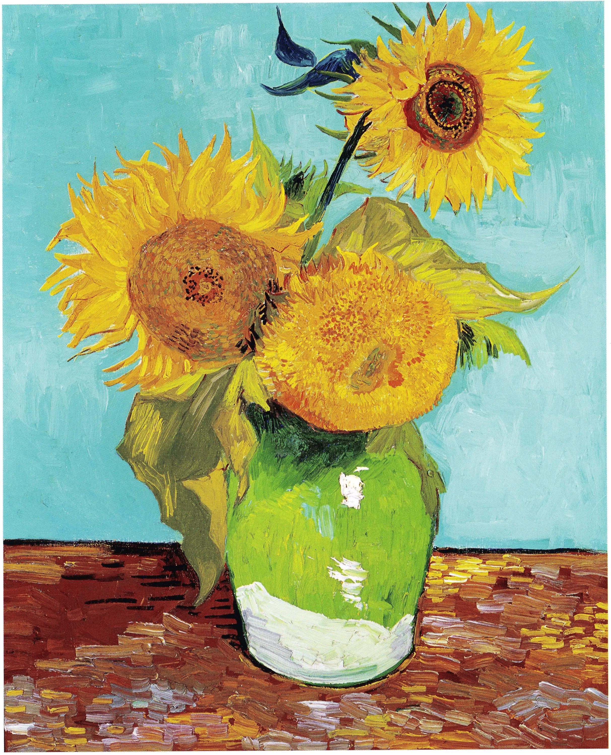 Three Sunflowers in a Vase