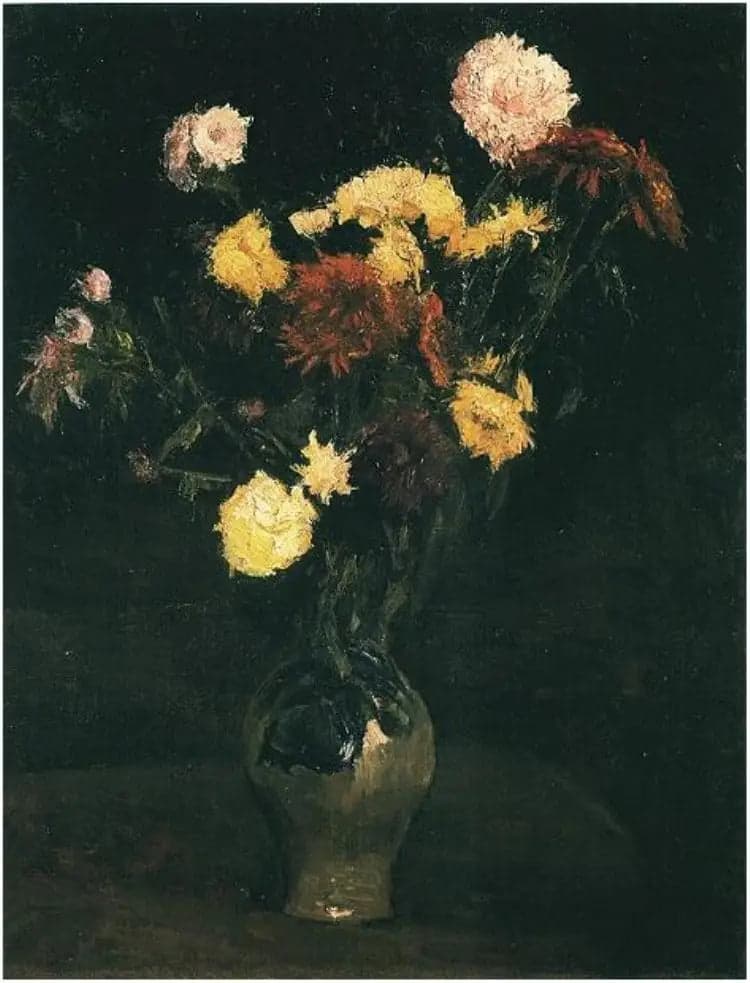 Vase with Carnations and Zinnias