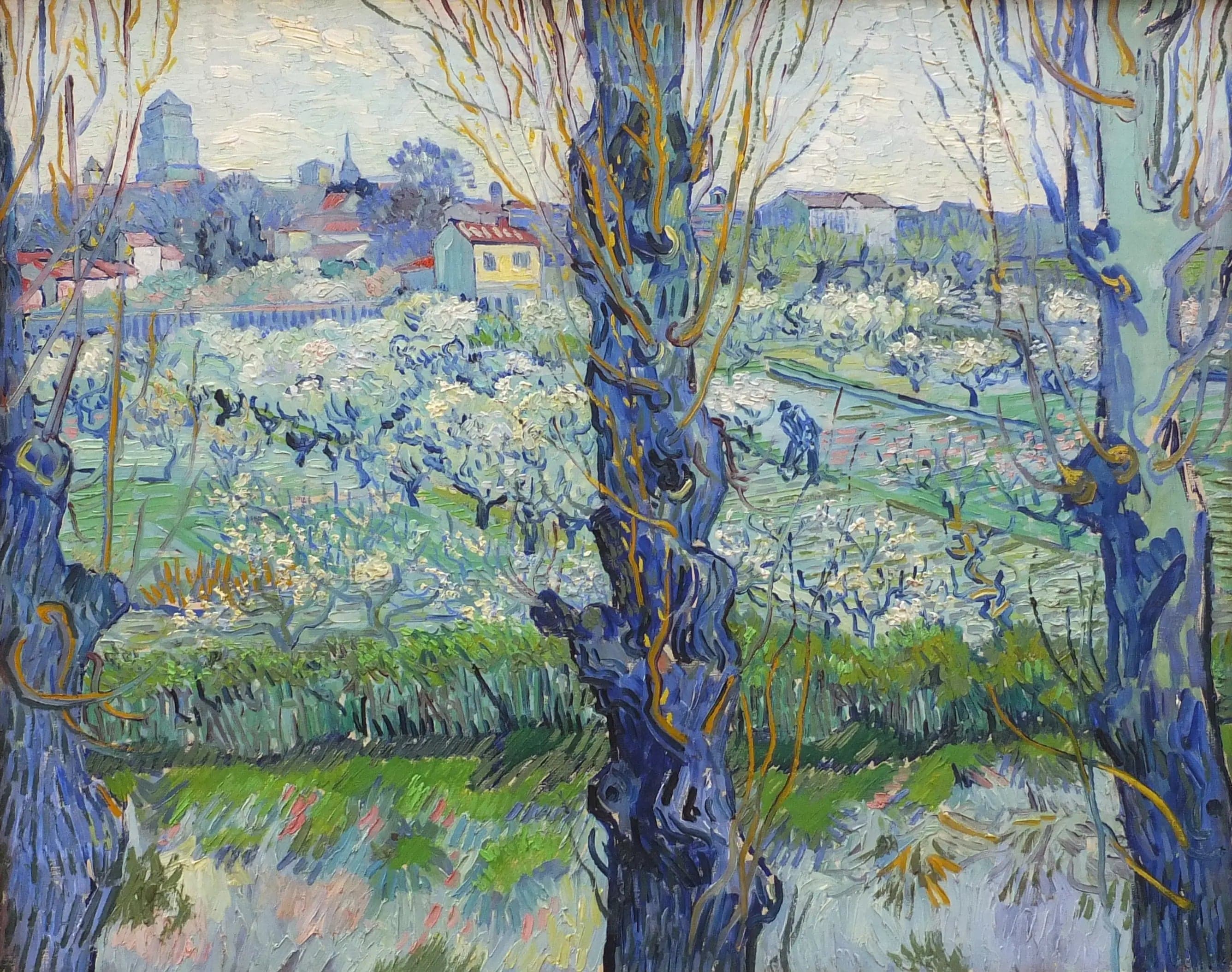 Orchard in Bloom with View of Arles