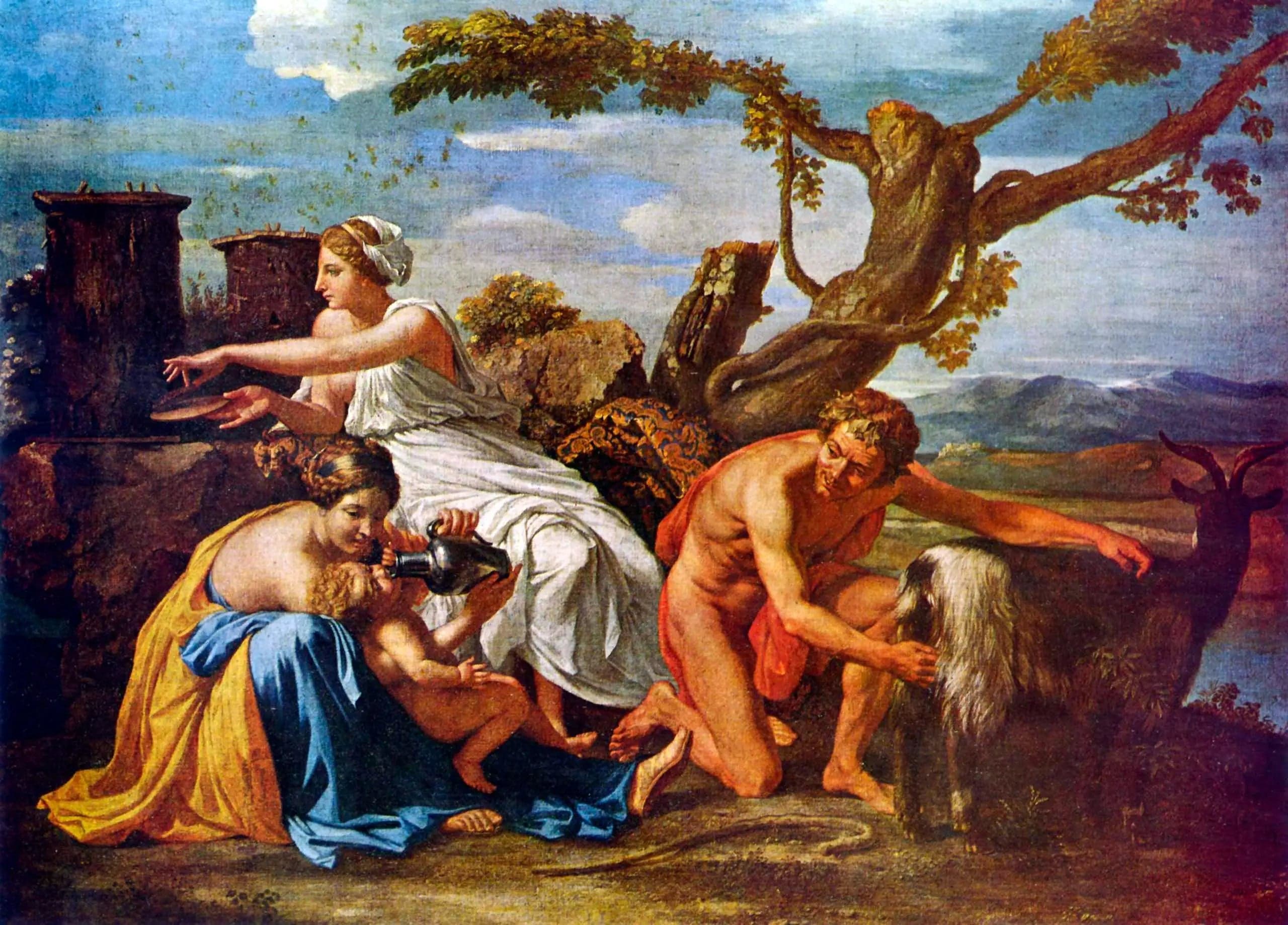 Jupiter enfant nourri par la chèvre Amalthée