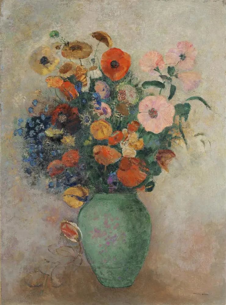 Bouquet de fleurs dans un vase vert