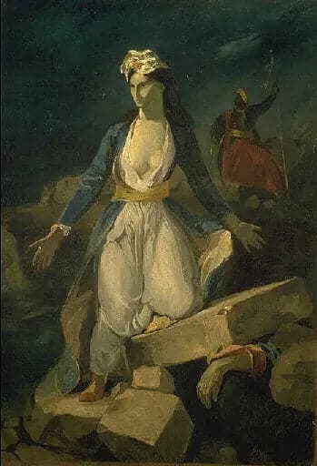 Copy after 'Greece on the ruins of Missolonghi' by Delacroix