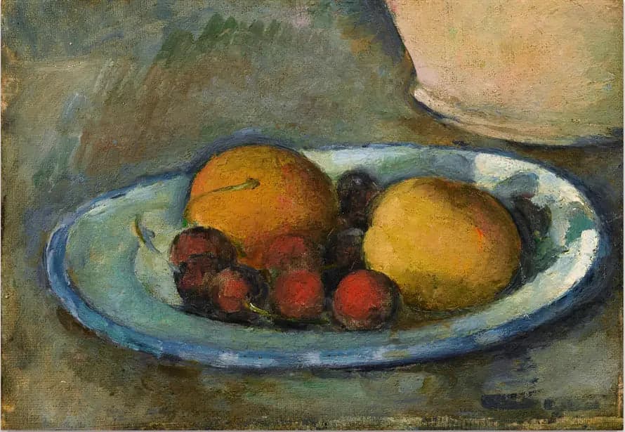 Apricots and cherries on a plate