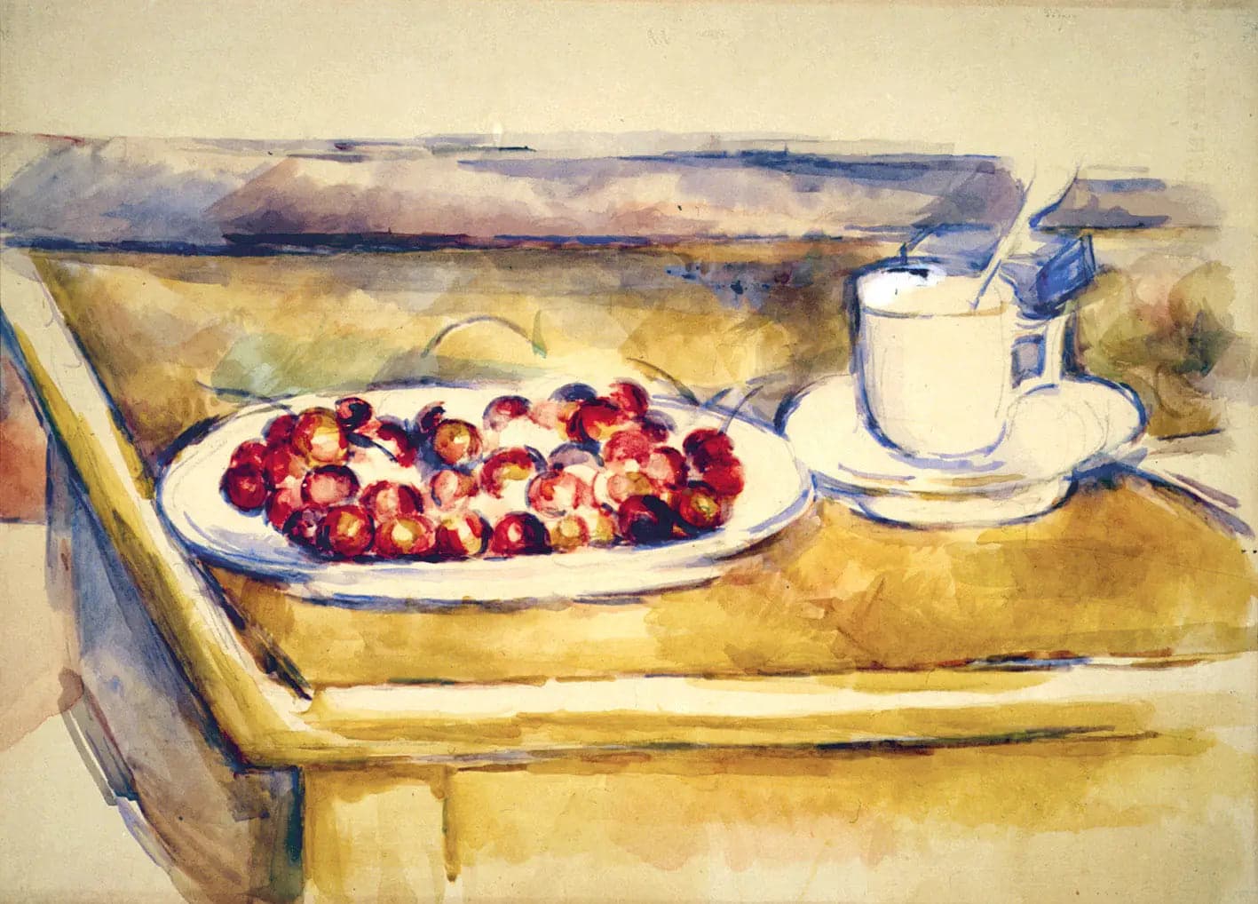 Cup and Plate of Cherries
