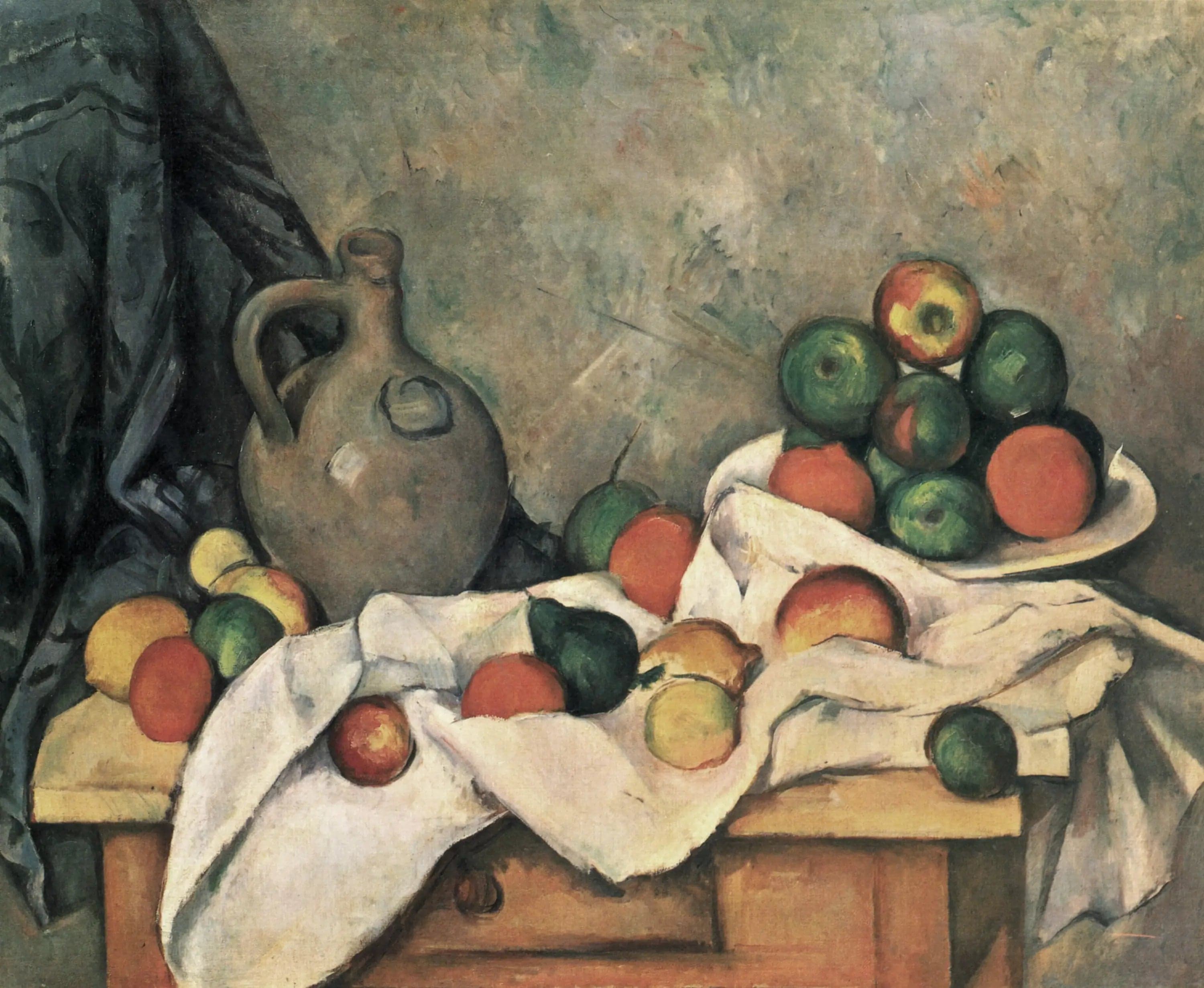 Curtain, Jug, and Fruit Bowl