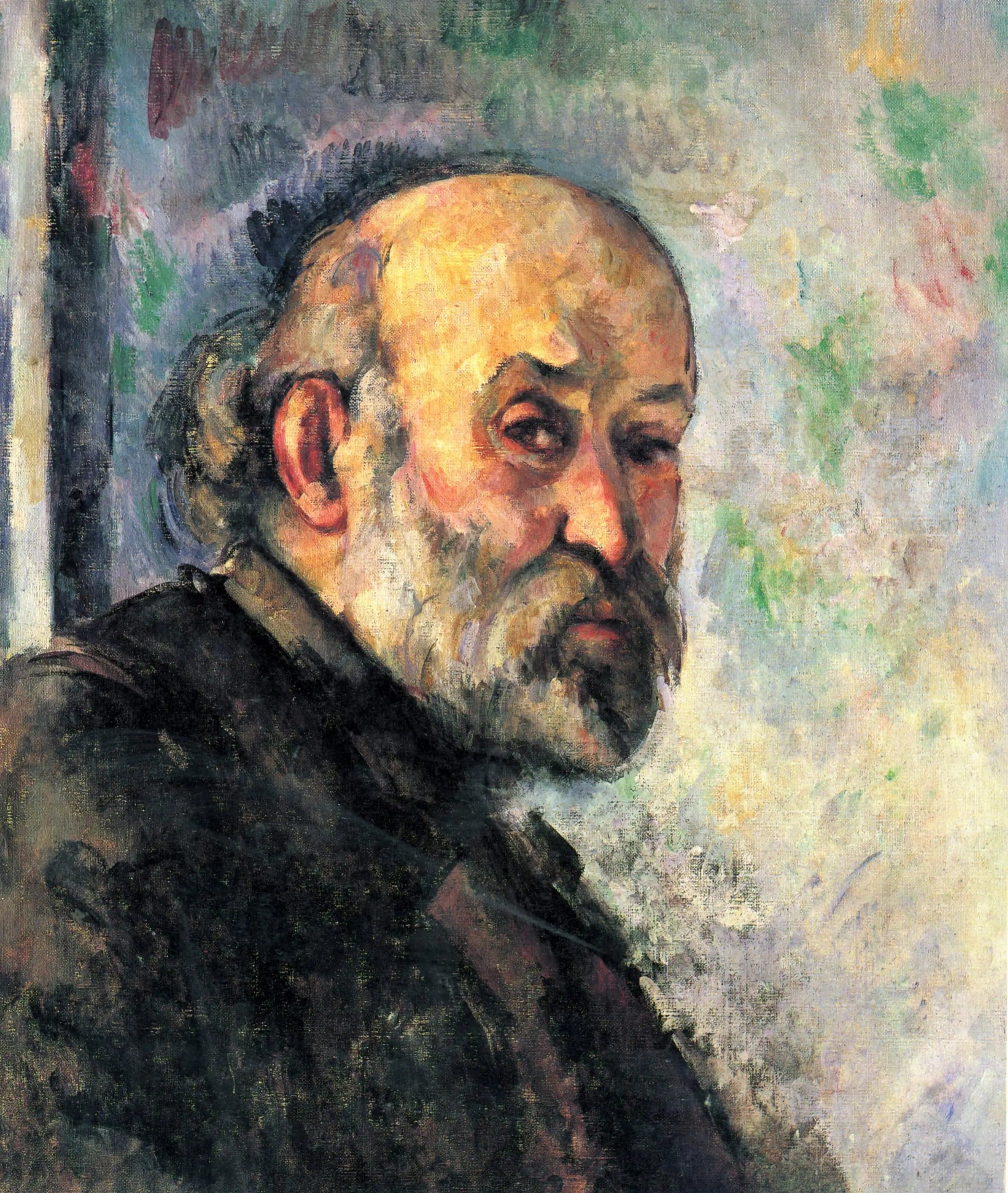 Portrait of Cézanne on a blue background