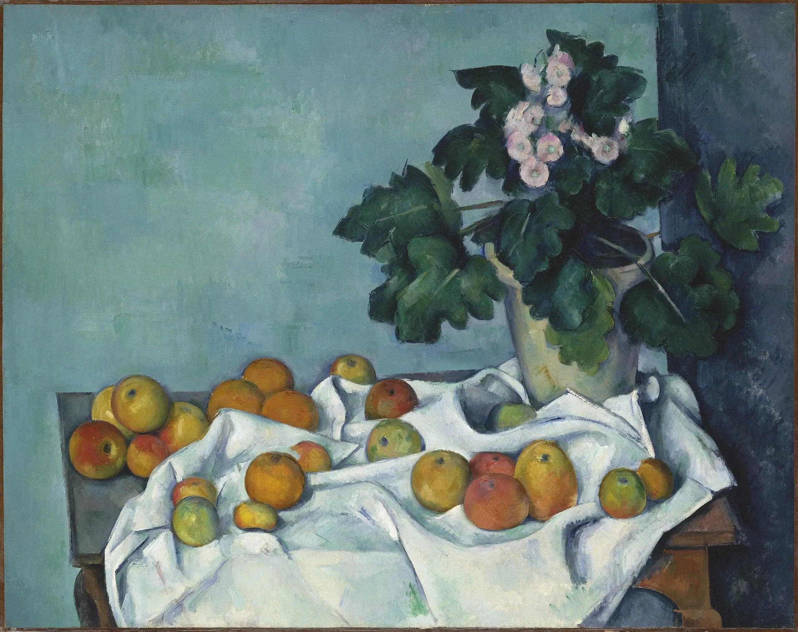 Primroses and Fruits on a Table