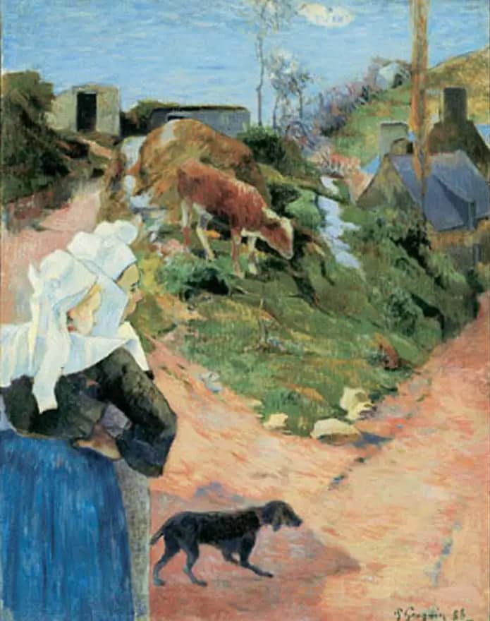 Breton Women at the Turn of a Road, or Breton Women and Calf