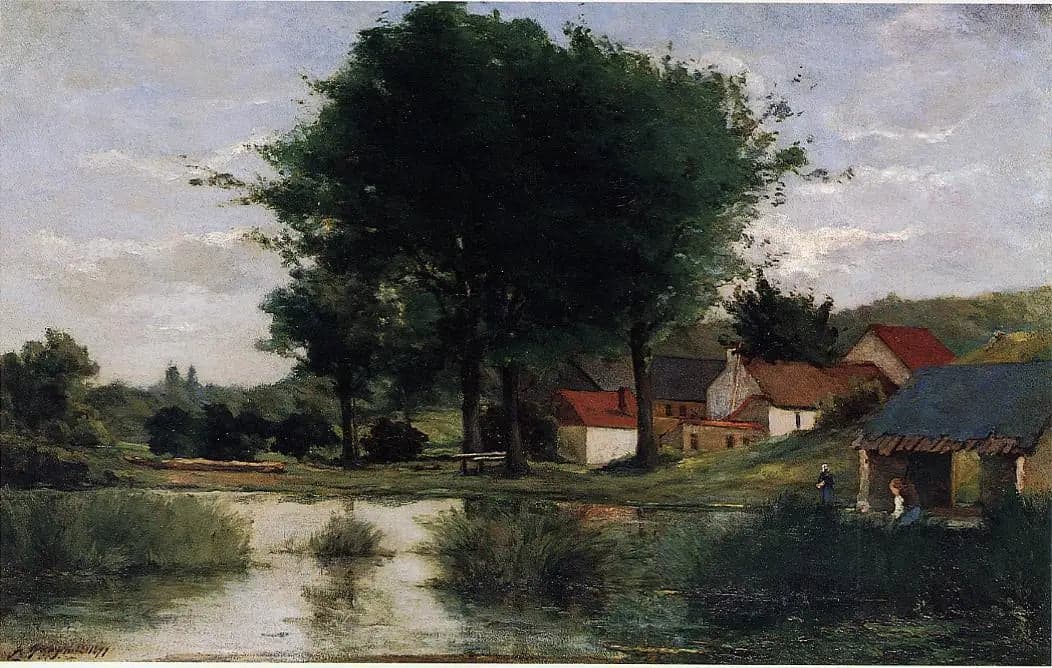 Farm near a pond, or Autumn Landscape