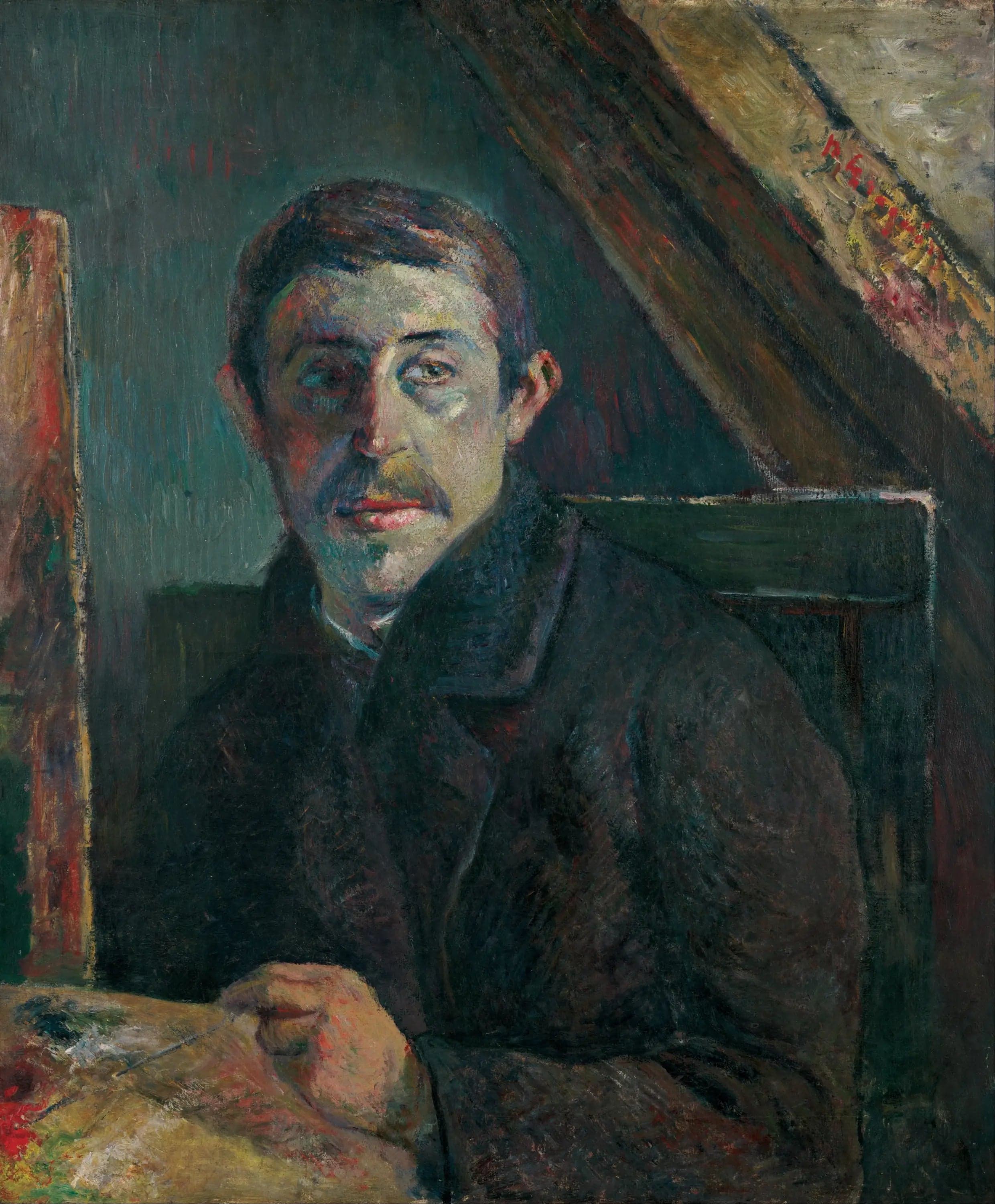 Gauguin in front of his easel