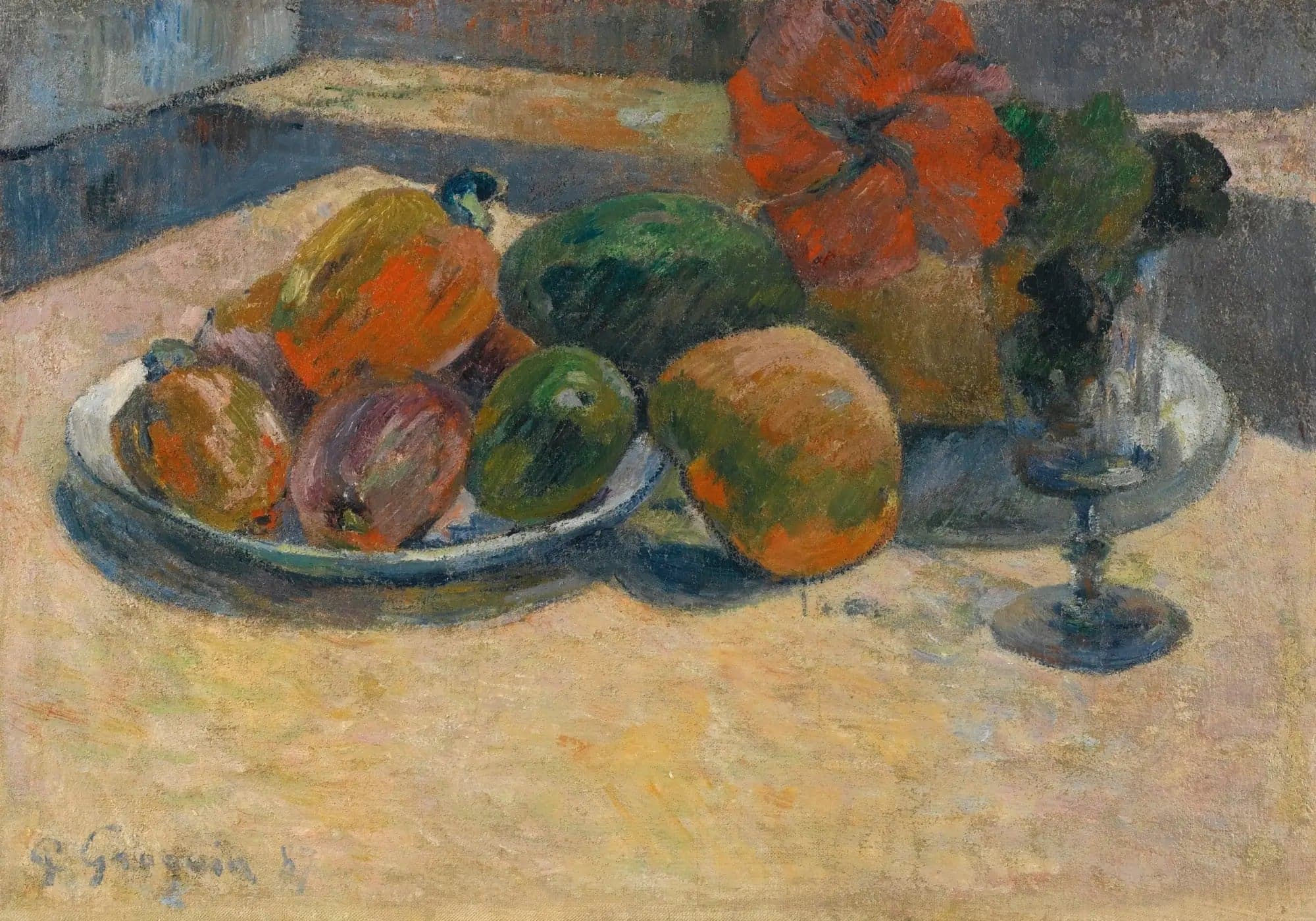 Still Life with Mangoes and Hibiscus Flower