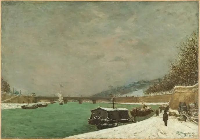 The Seine at the Iéna Bridge, Snowy Weather.