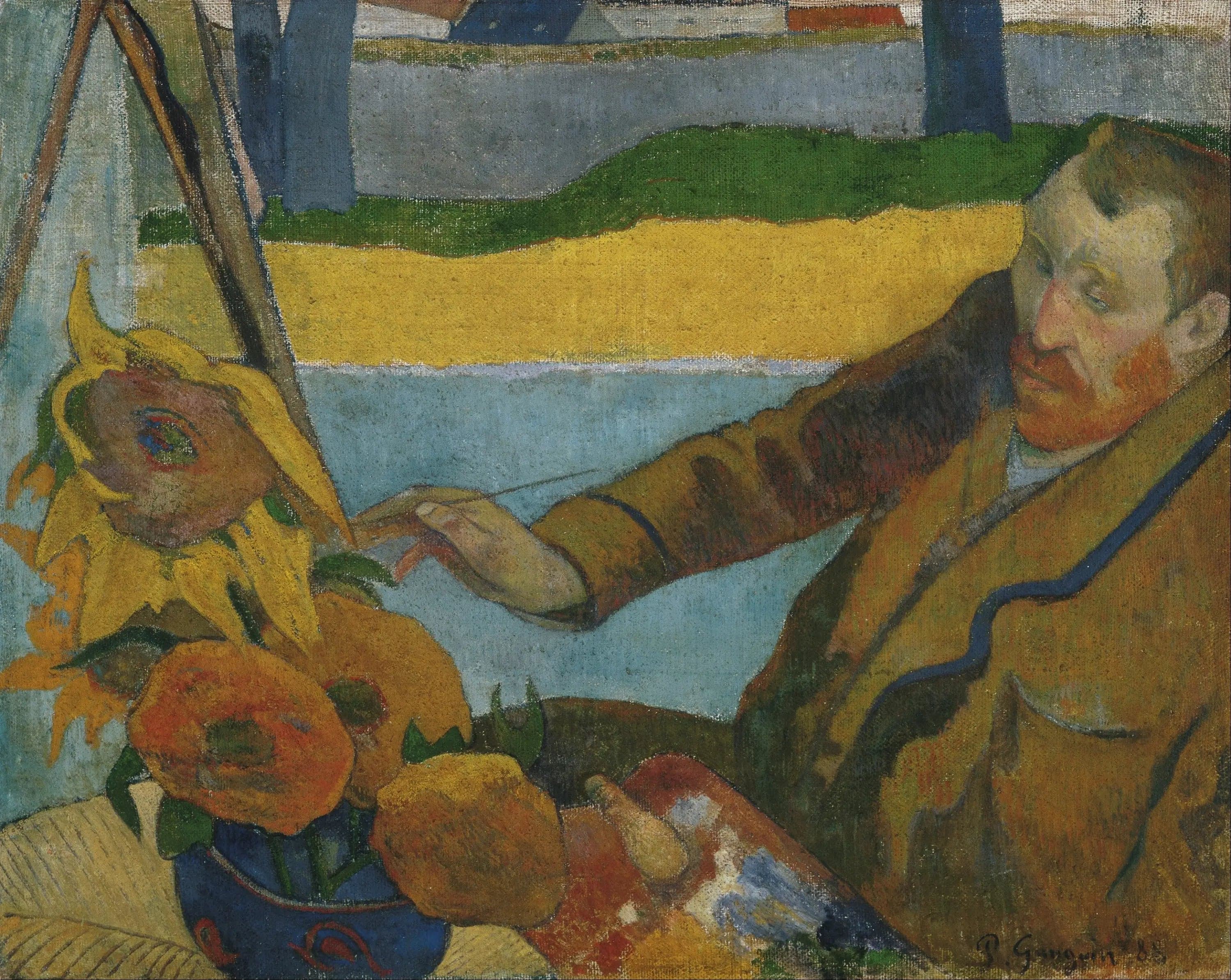 Vincent van Gogh painting the sunflowers