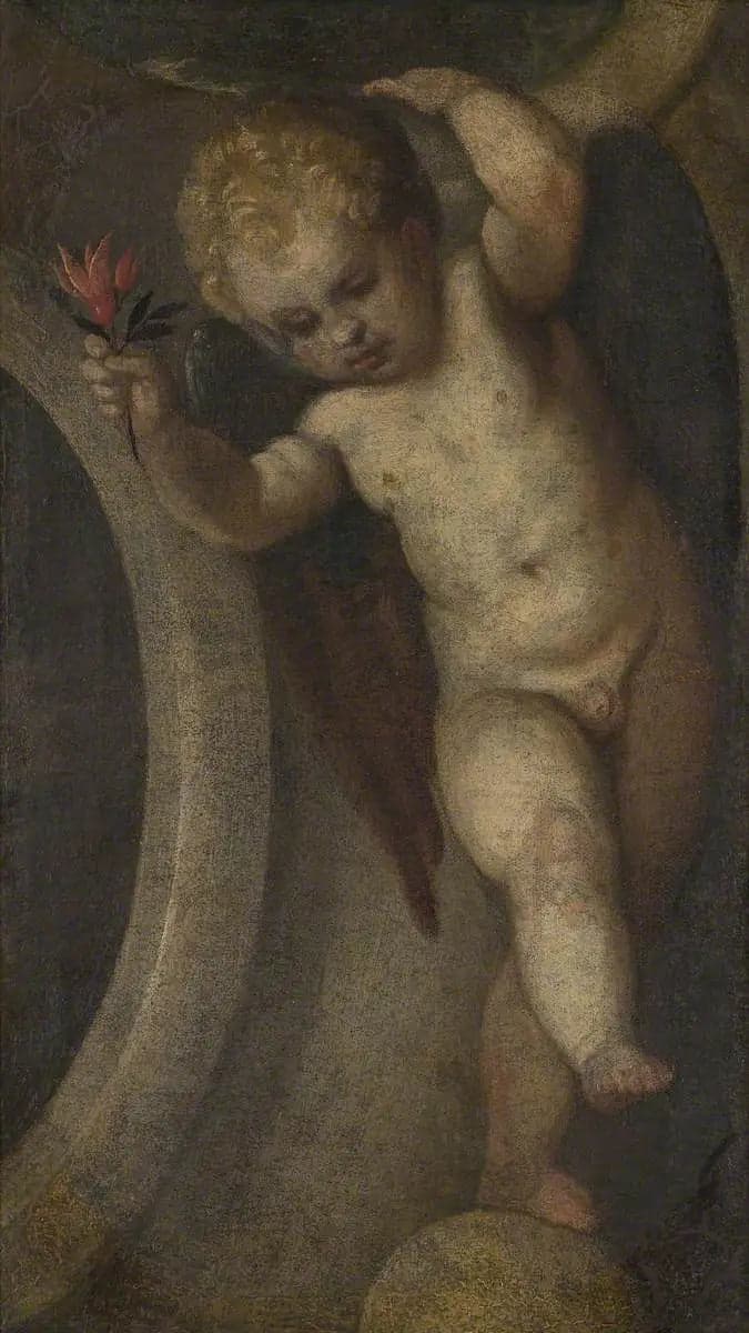 Putto with a red flower